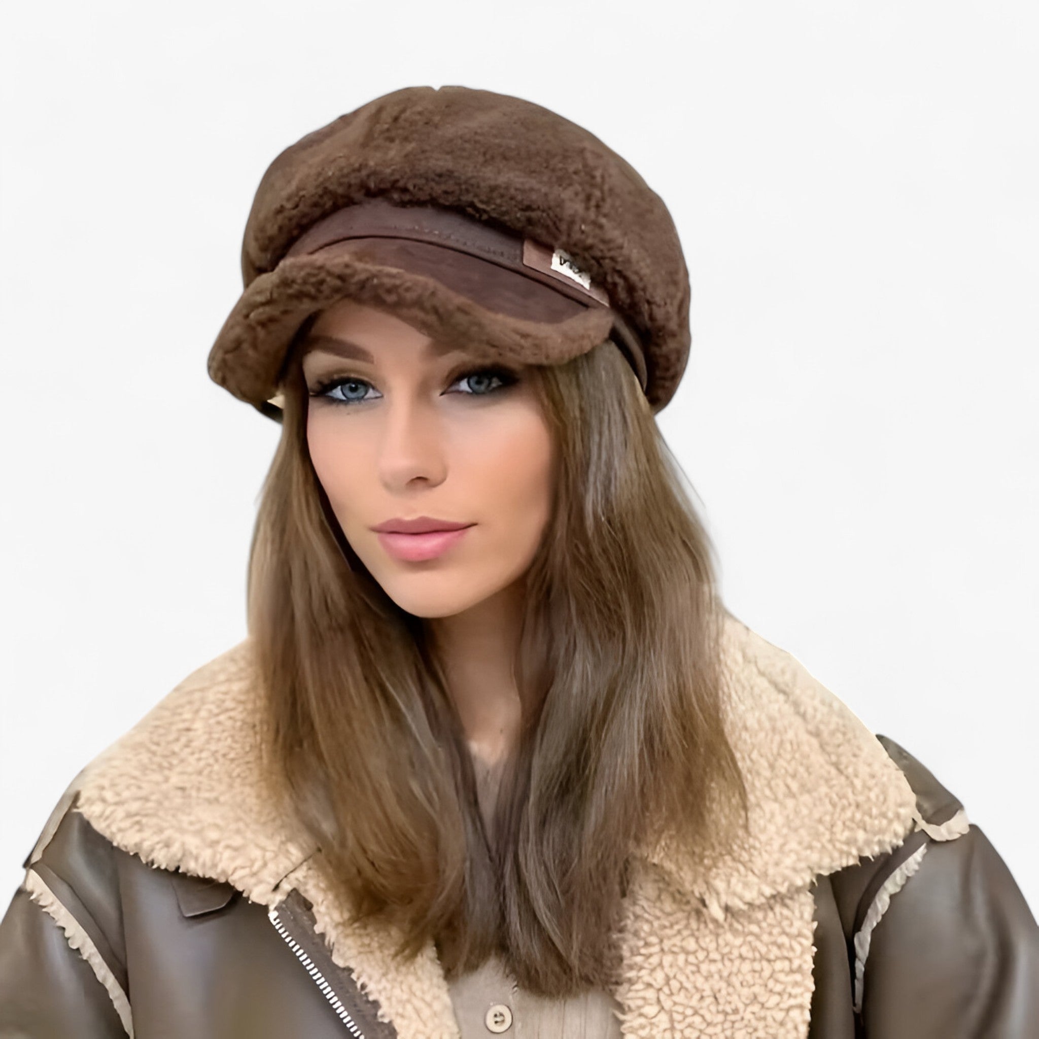 Olivia | Cappello Octagonale in Pelliccia d'Agnello – Elegante Fascino Retrò con un Tocco Moderno - Caffè - - Concept Palermo