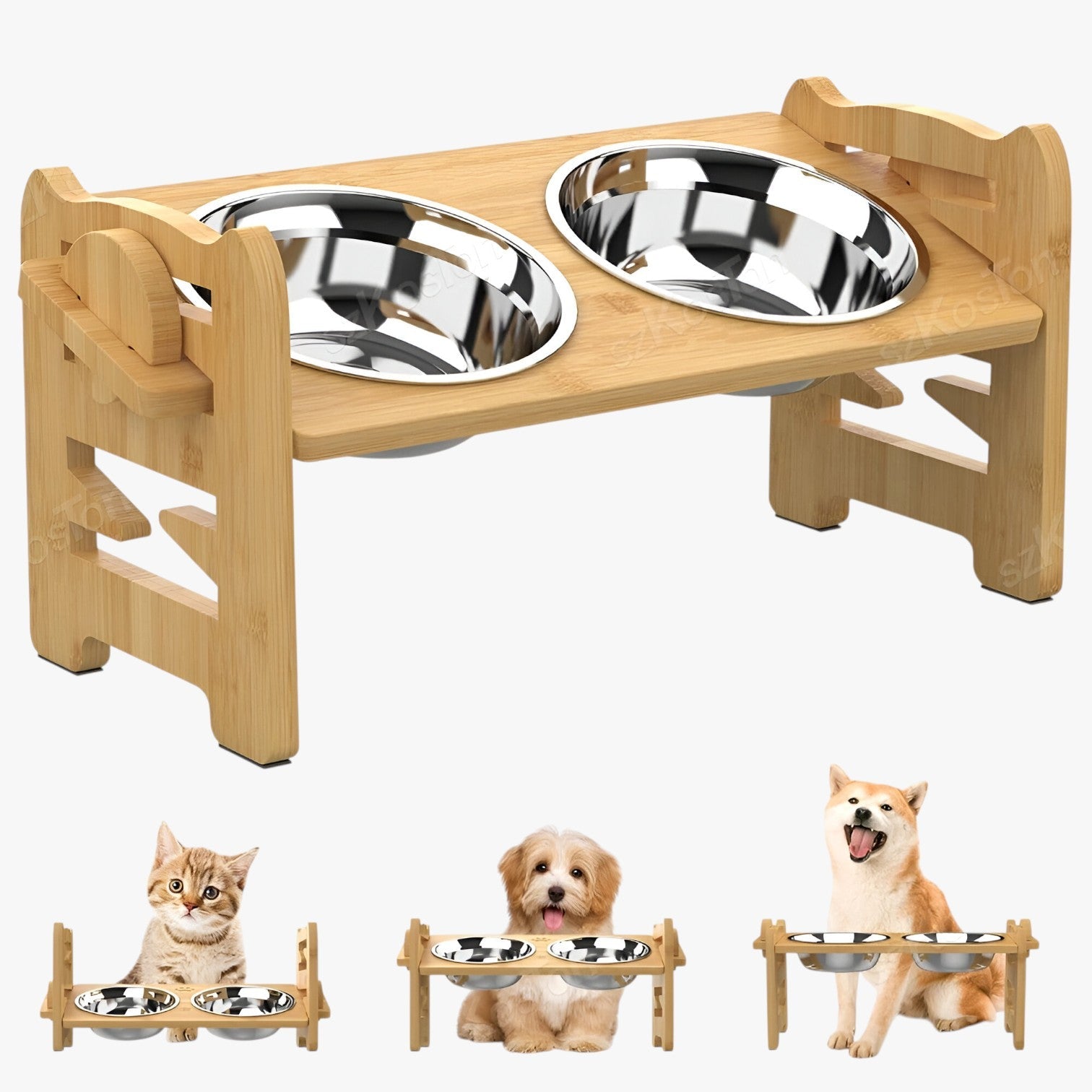Boba | Ciotola per Cani in Bambù Regolabile Ergonomica e Pieghevole - - animali domestici - Concept Palermo
