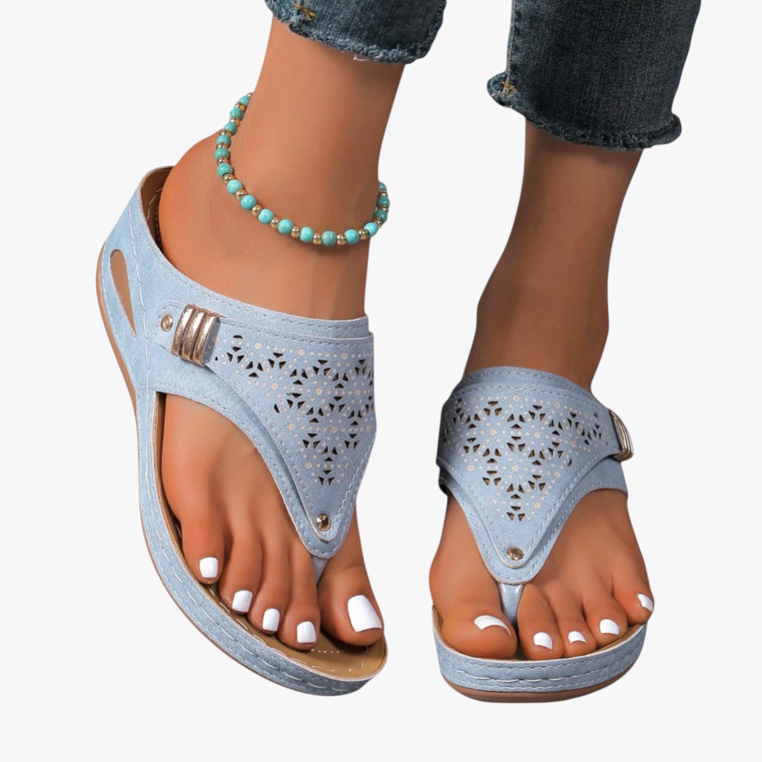 Julia | Sandali Ortopedici Donna Morbidi, Antiscivolo e con Zeppa Estiva - - breathable sandals easy wear sandals fashion sandals stylish sandals - Concept Palermo