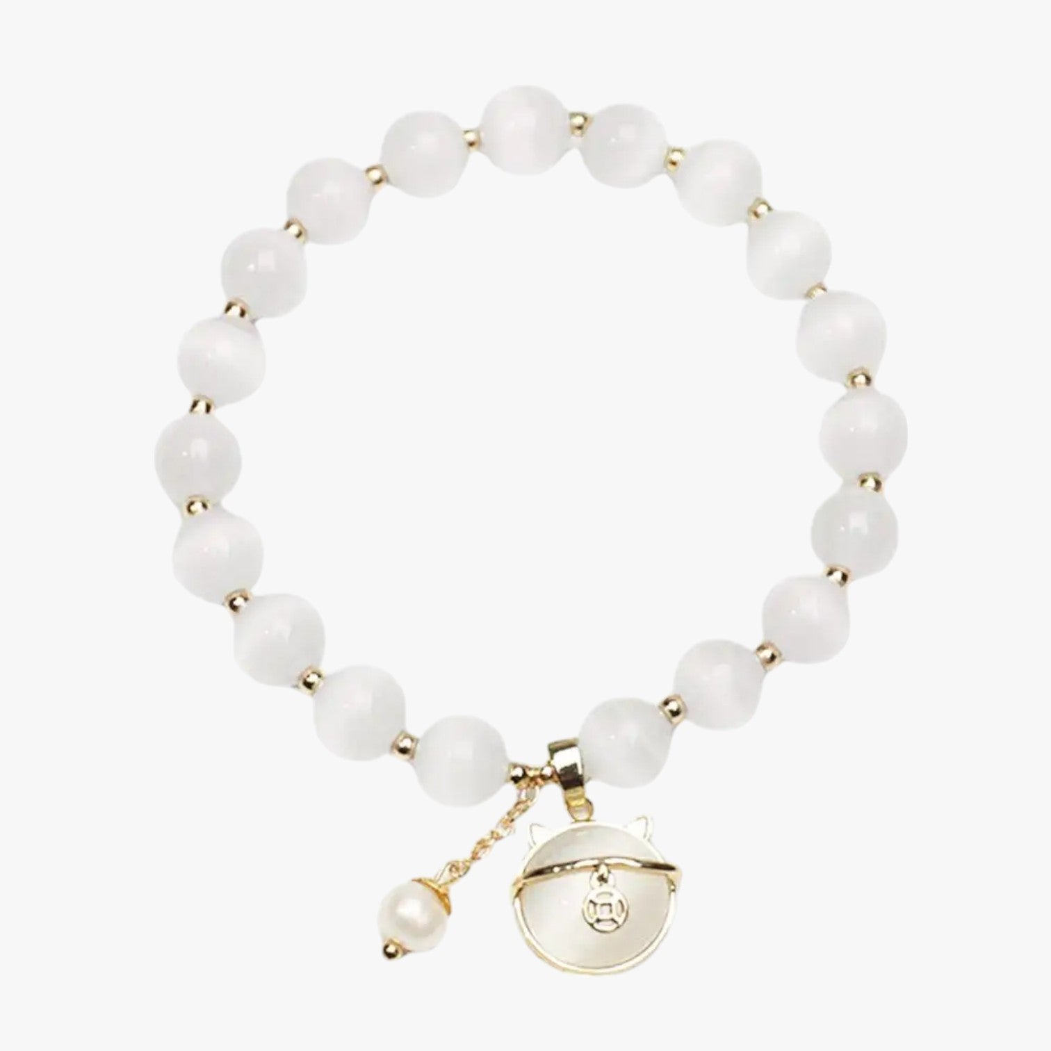 Alora | Bracciale con perline di opale e ciondolo a forma di gatto portafortuna, regalo elegante e regolabile - A - BRACELET BRACELET FOR WOMEN BRACELETS bracelets for women - Concept Palermo