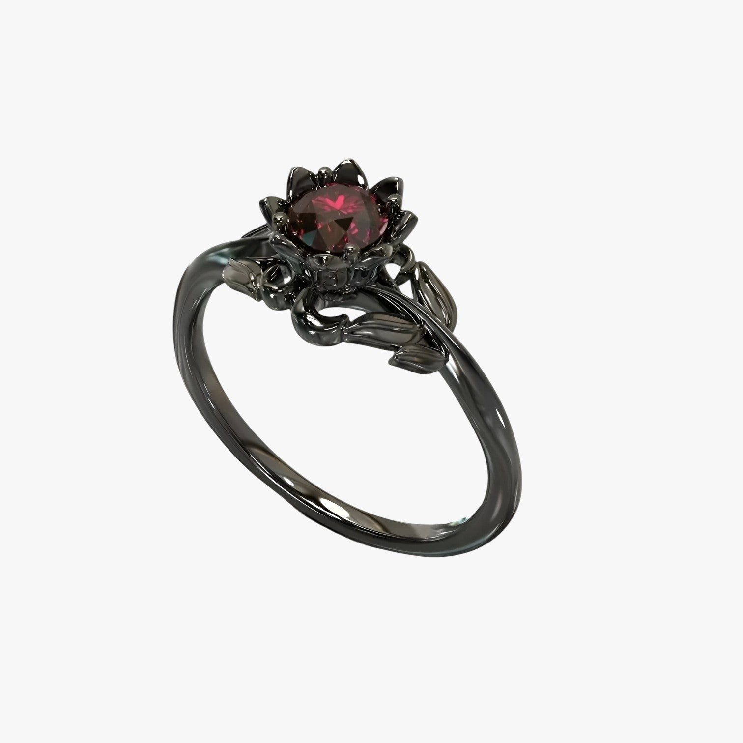 Colleen | Rosa della Notte - Anello elegante con pietra rossa per un look audace - Nero - Rings womens ring - Concept Palermo