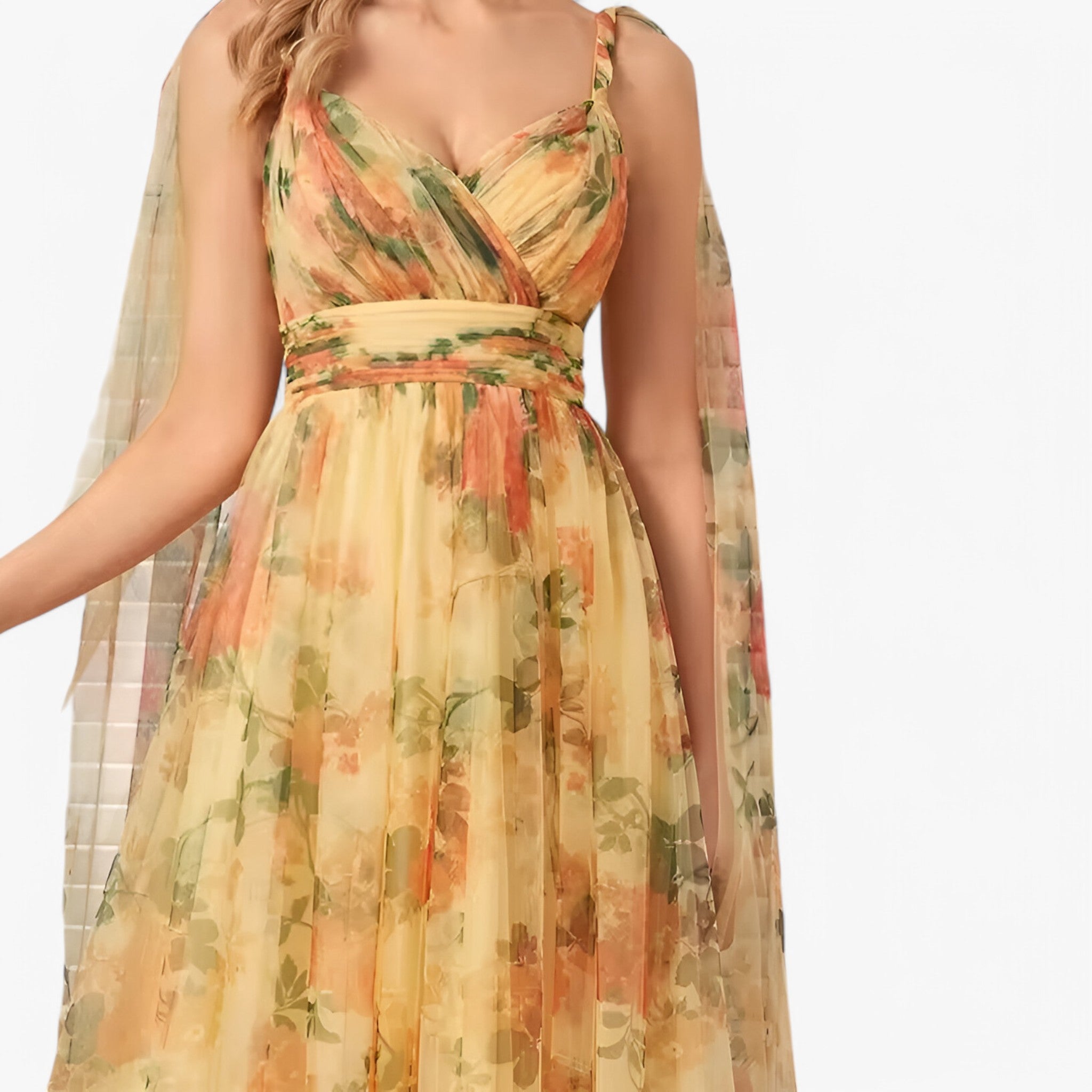 Valentina | Abito da Sera in Chiffon con Scollo a V - - - Concept Palermo