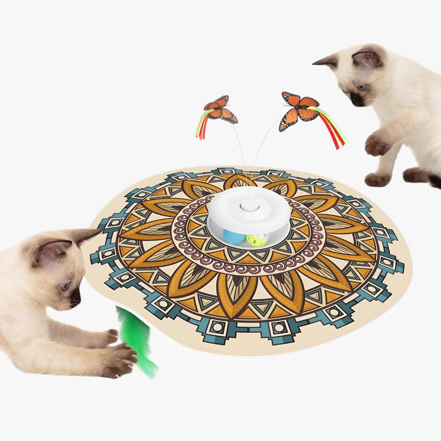 Jacob | Gioco Interattivo 4 in 1 per Gatti Ricaricabile, con Farfalla e Piuma da Inseguire - Marocco Bohemien - pet pet toys petproduct Pets - Concept Palermo