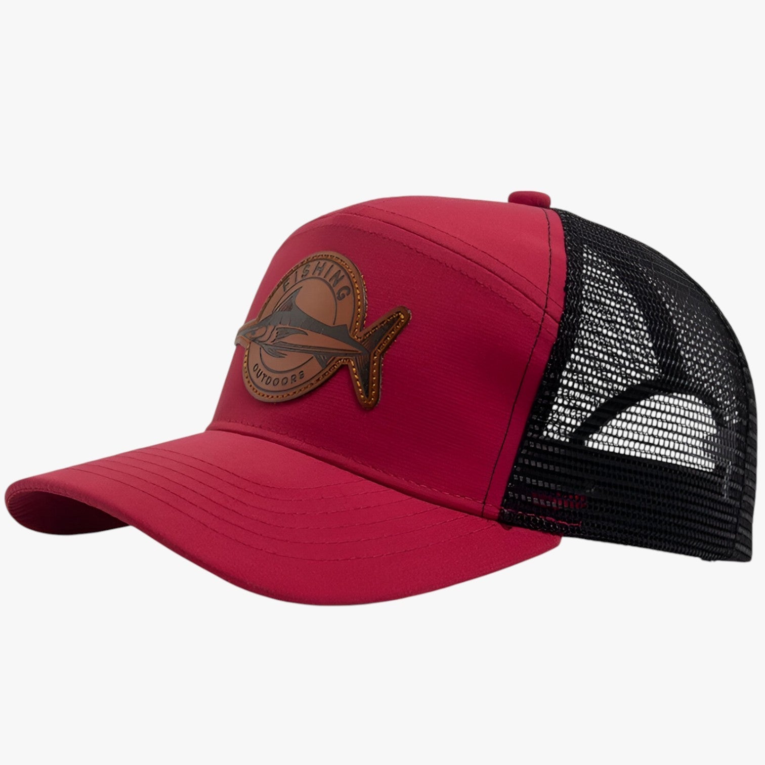 Caden | Elegante – Cappellino estivo da camionista con etichetta in rete e pelle - rosso Regolabile - Baseball caps caps mens accessory mens cap - Concept Palermo