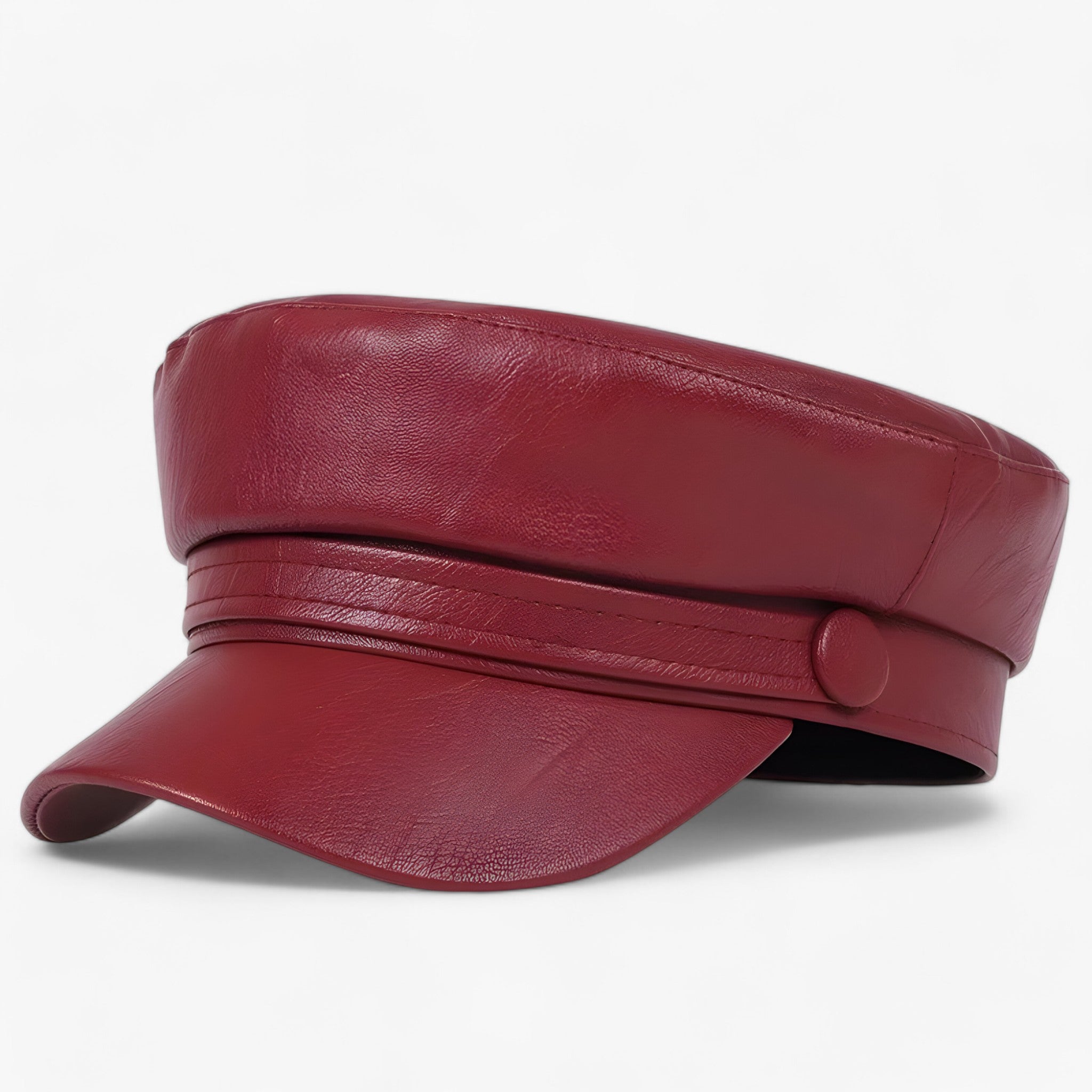 Nova | Cappello piatto ottagonale | Cappello in pelle PU - Vino rosso - - Concept Palermo