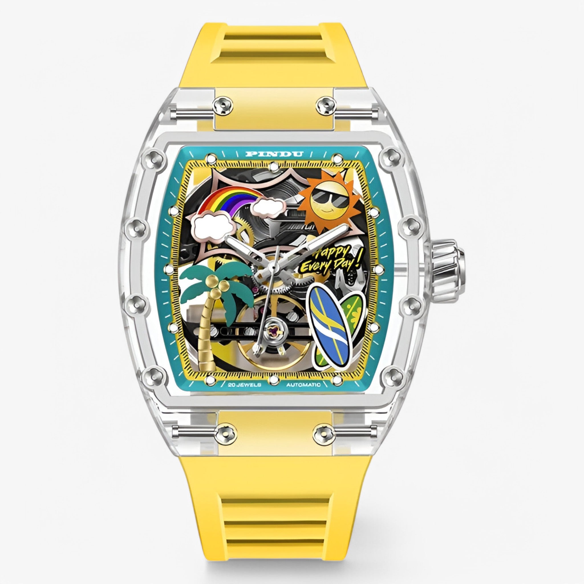 Kian | Orologio Meccanico Estivo Personalizzato - Silicone giallo - watch for men watch for women WATCHES FOR MEN - Concept Palermo