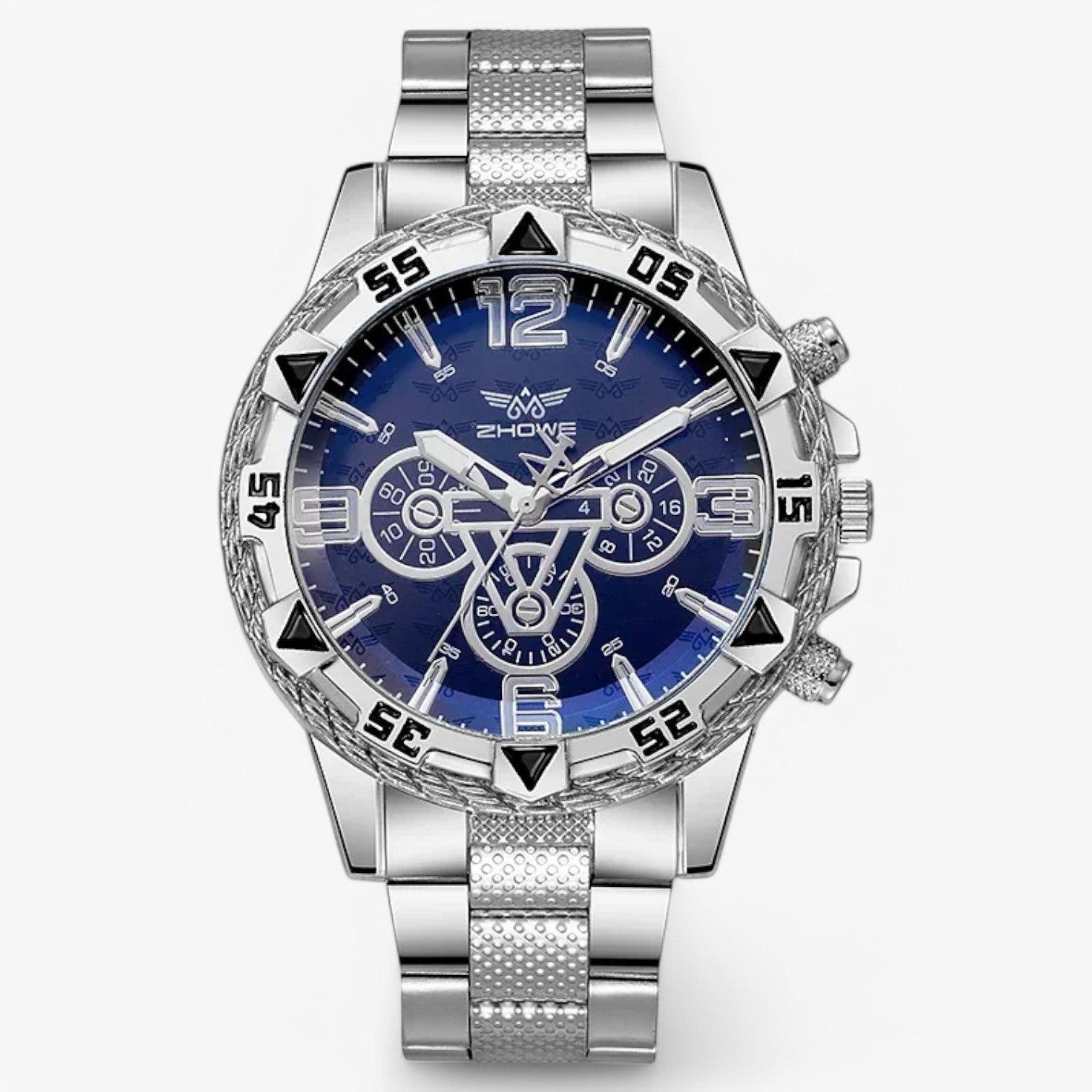 Vitalli | Orologio da uomo di lusso - Elegante e senza tempo con accenti di luce blu - Argento-Nero - mens accessory watch for men watches - Concept Palermo