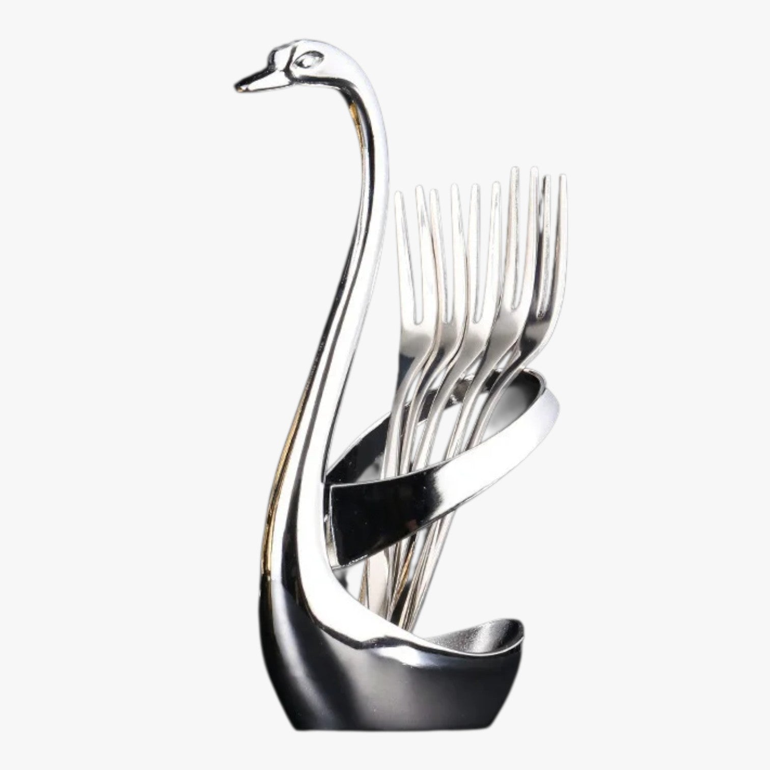 Finnley | Elegante porta posate a forma di cigno - Base Argento 5Pz Forchetta - Kitchen kitchen accessory kitchen tools - Concept Palermo