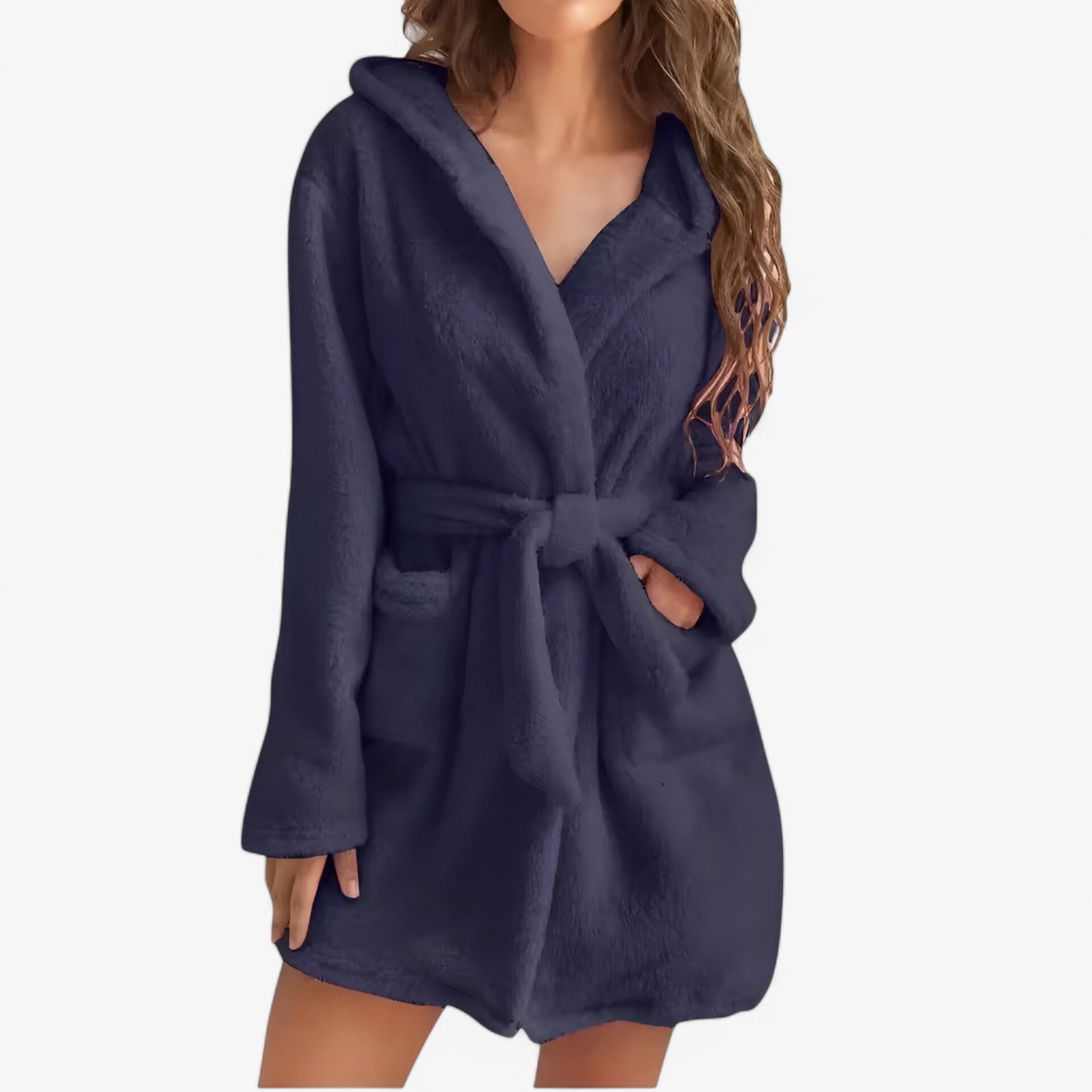 Freja | Accappatoio con Cappuccio Caldo e Morbido - R20225Blu navy - Bathrobes - Concept Palermo