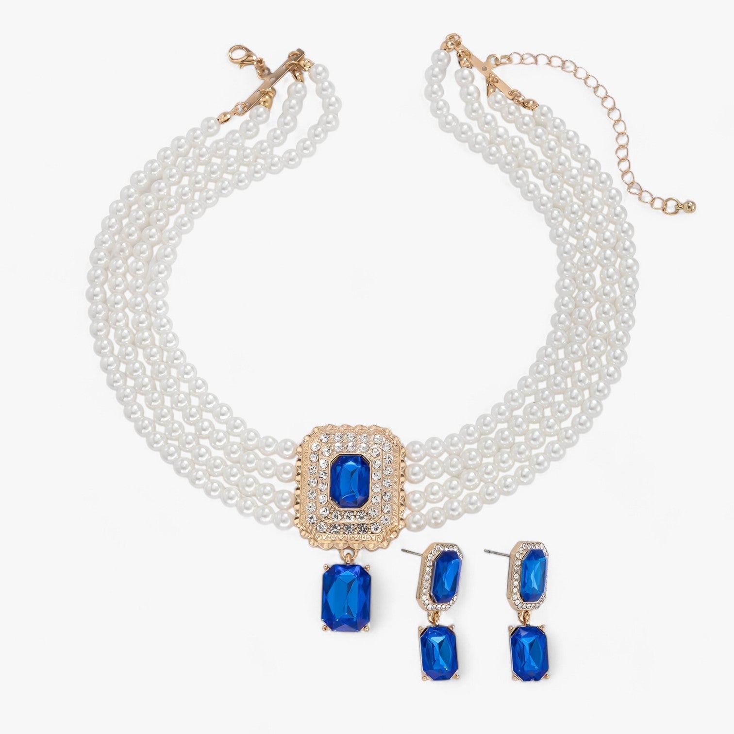 Rebecca | Eleganza Retro Lattaceo: Set di gioielli a più strati con perle per donne - Colore oro blu - Accessories Jewelry Gift Gifts for women women - Concept Palermo
