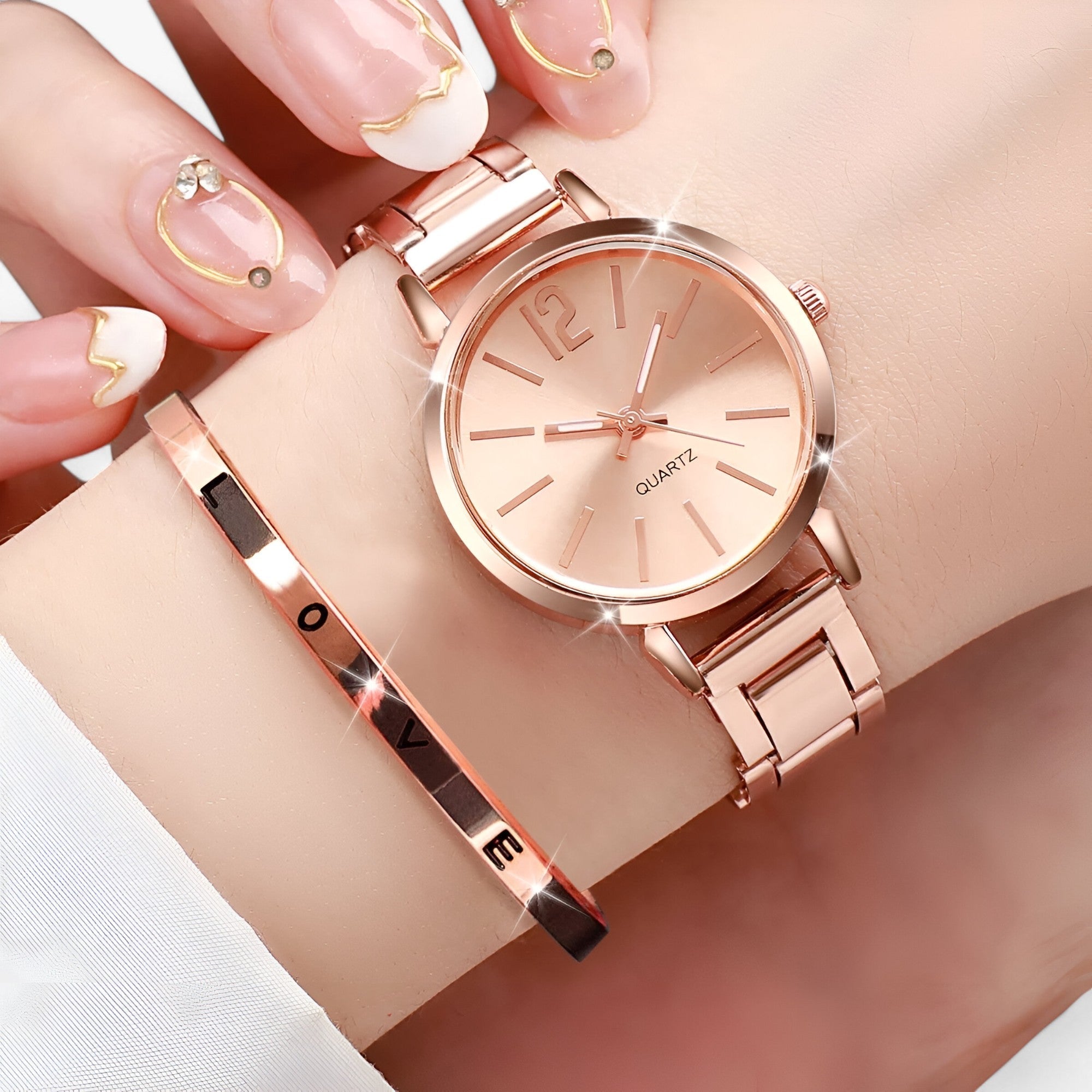 Lorena | Set di Orologi Eleganti per Donne – Stilet Acciaio Inox & Bracciale - Rosa - watch for women WOMEN wrist watches for women - Concept Palermo