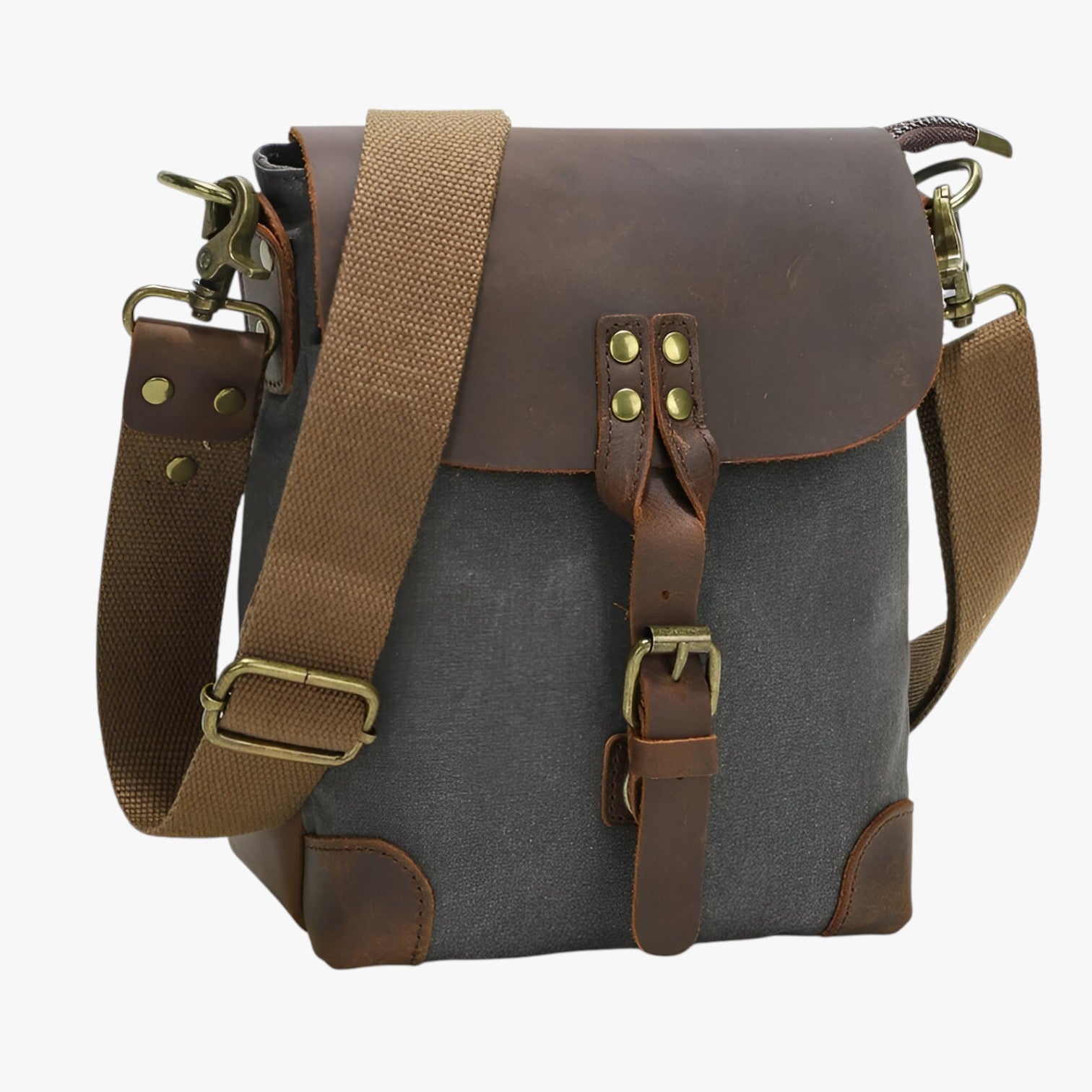 Archie | Borsa a tracolla vintage in tela e pelle - Grigio - Bags bags for men handbags Shoulder & Crossbody Bags Shoulder Bags - Concept Palermo