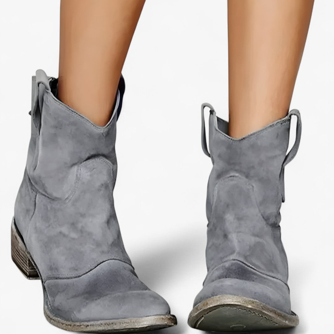 Bria | Stivaletto western in pelle scamosciata - Grigio - Accessoires Dames Schoenen - Concept Palermo