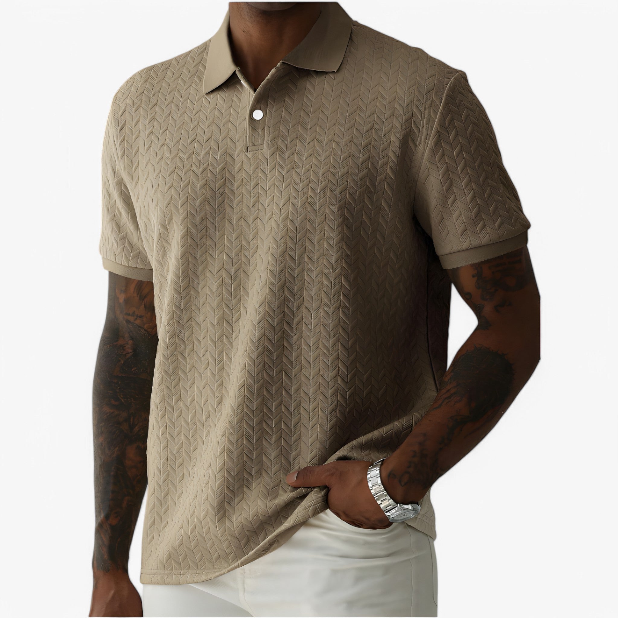 Carlo | Elegante Poloshirt - Khaki - Herren jacket - Concept Palermo