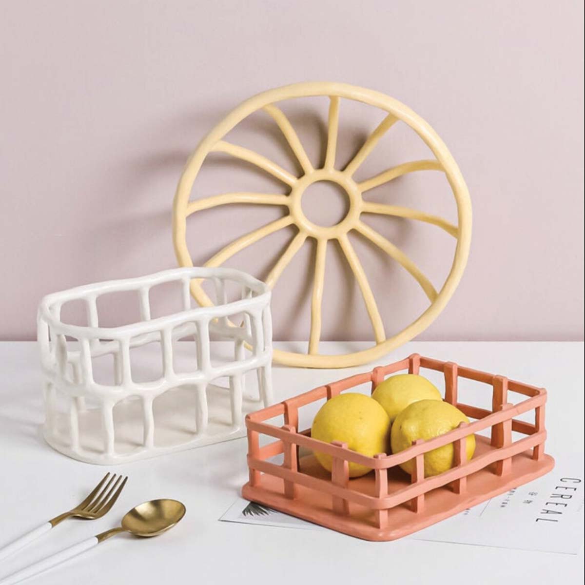 Ciotola di Frutta in Resina Artistica con Design Elegante - - Ceramics Decor Kitchen - Concept Palermo