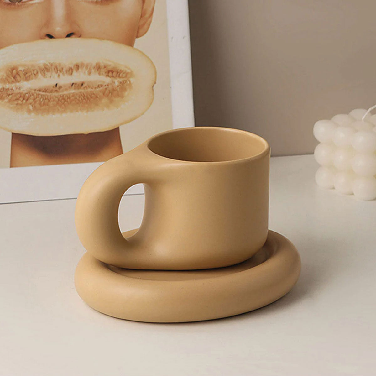 Tazza da Espresso Chic Kraftig in Ceramica | Design Elegante e Robusto per il Tuo Piacere di Espresso - Tan - Ceramics Kitchen - Concept Palermo