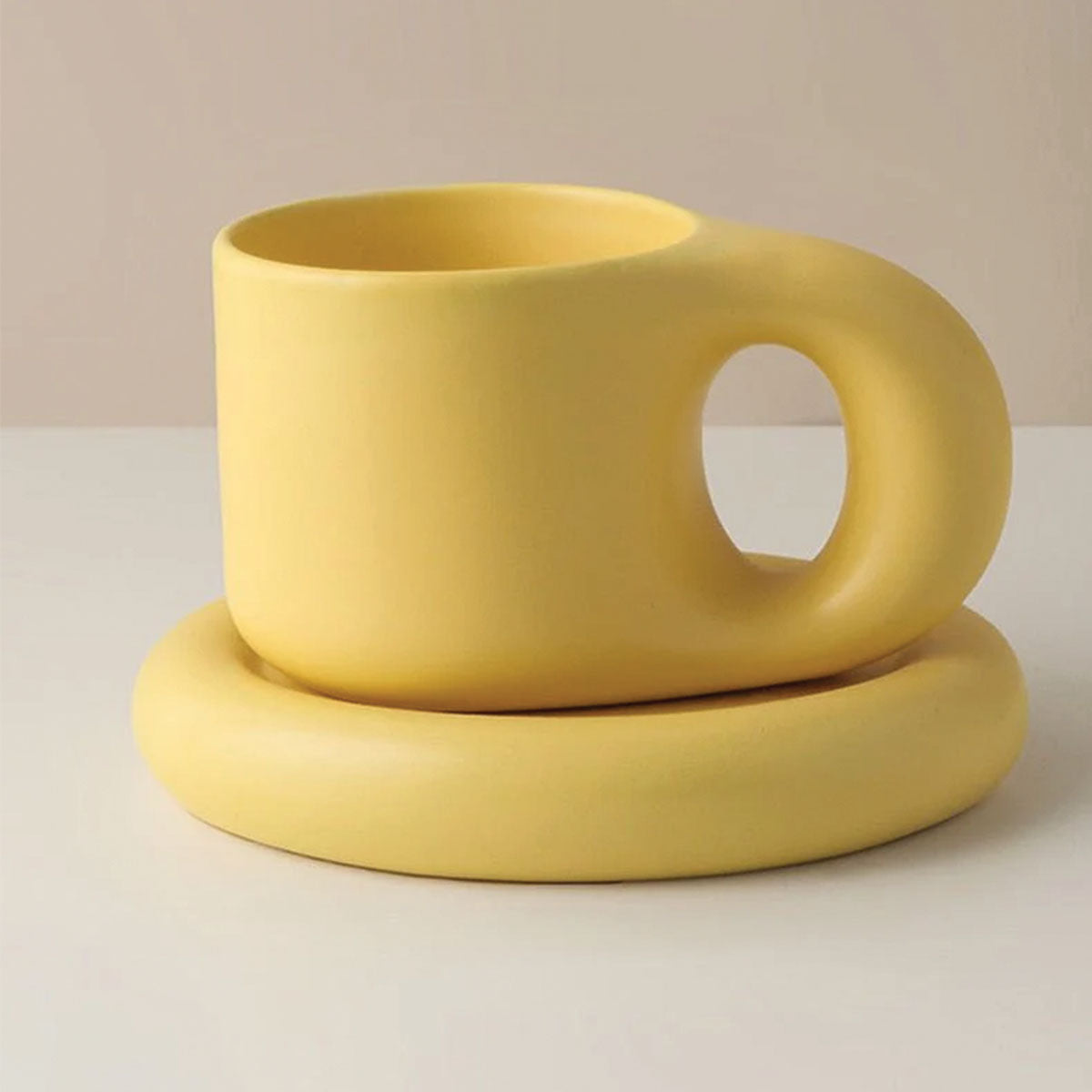 Tazza da Espresso Chic Kraftig in Ceramica | Design Elegante e Robusto per il Tuo Piacere di Espresso - Giallo - Ceramics Kitchen - Concept Palermo
