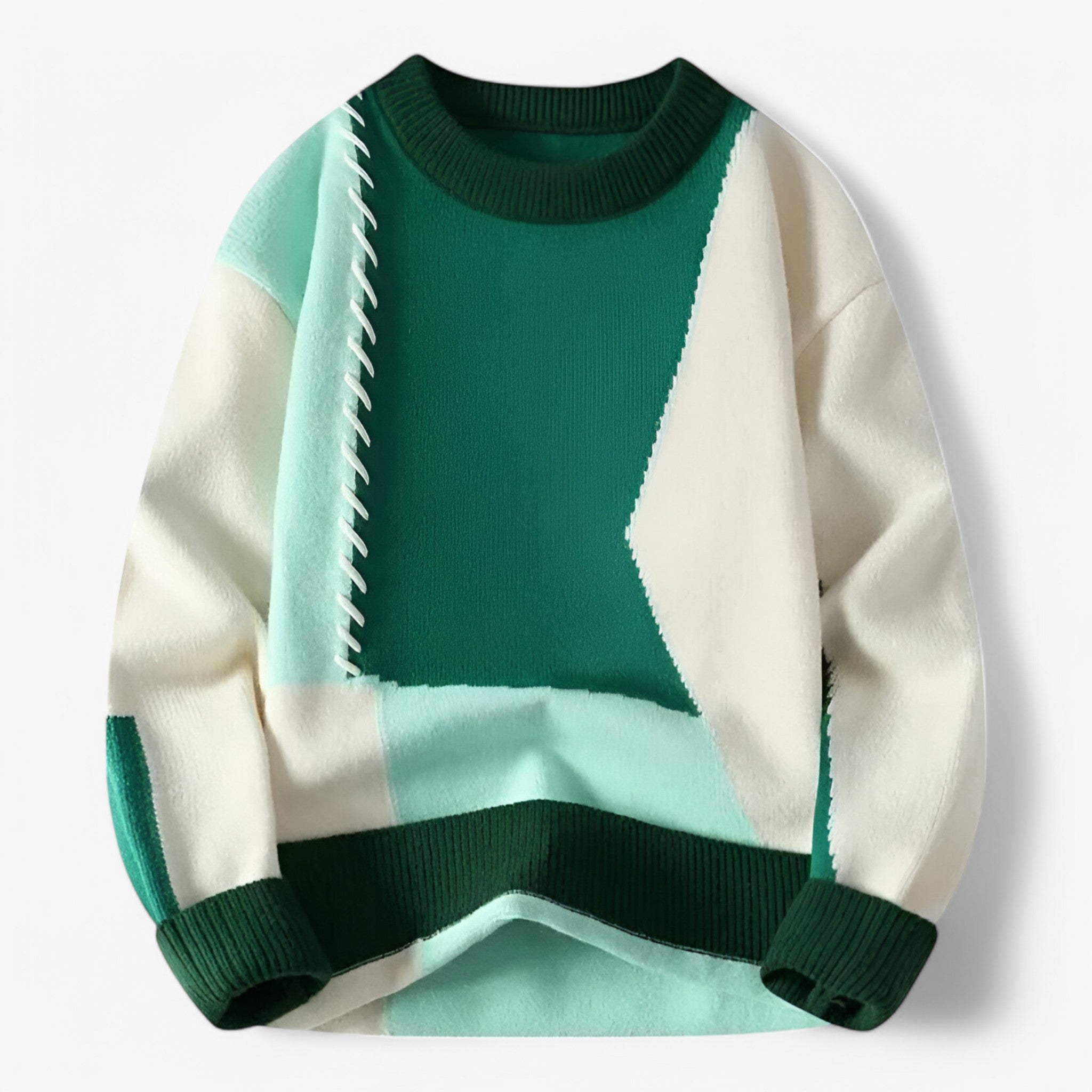 Zane | Maglione lavorato a maglia - unico e confortevole - Verde Bianco - Dames kleding Heren kleding - Concept Palermo