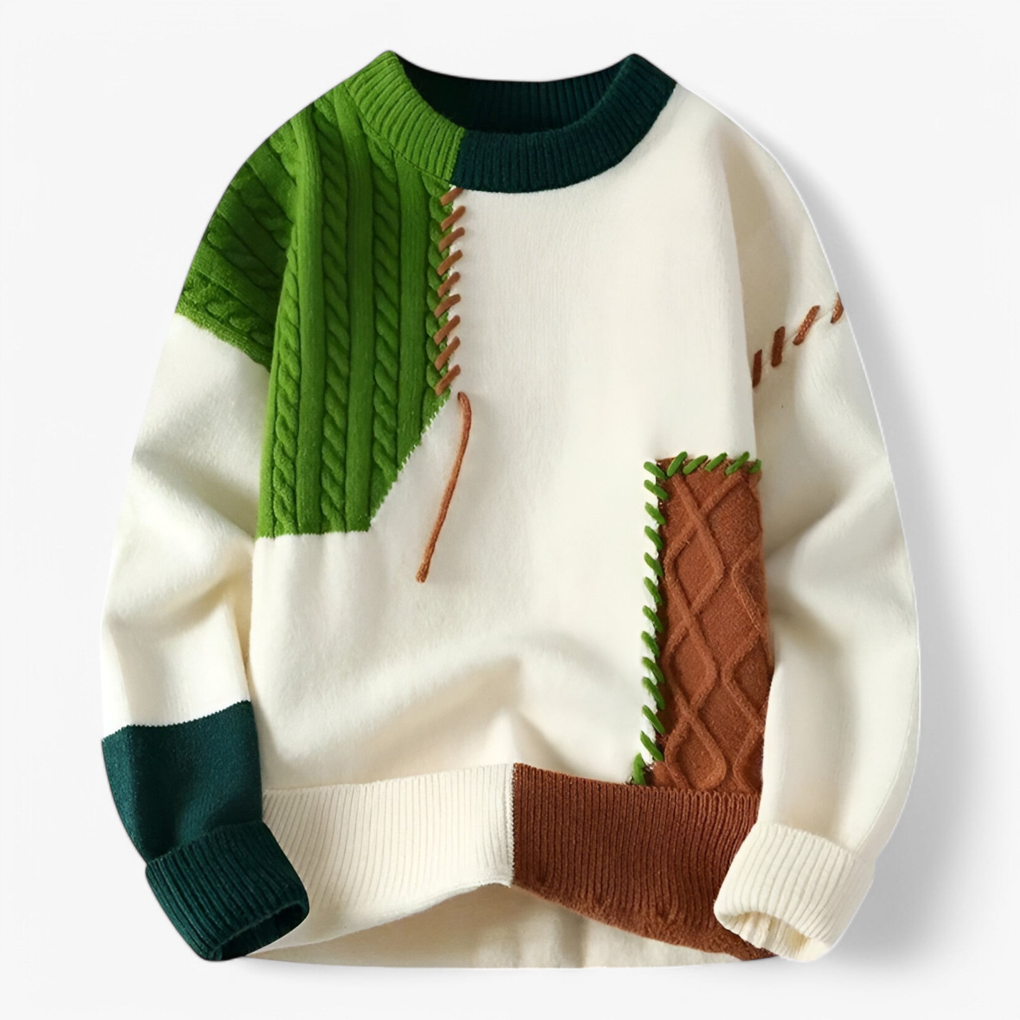 Zane | Maglione lavorato a maglia - unico e confortevole - Marrone Bianco - Dames kleding Heren kleding - Concept Palermo