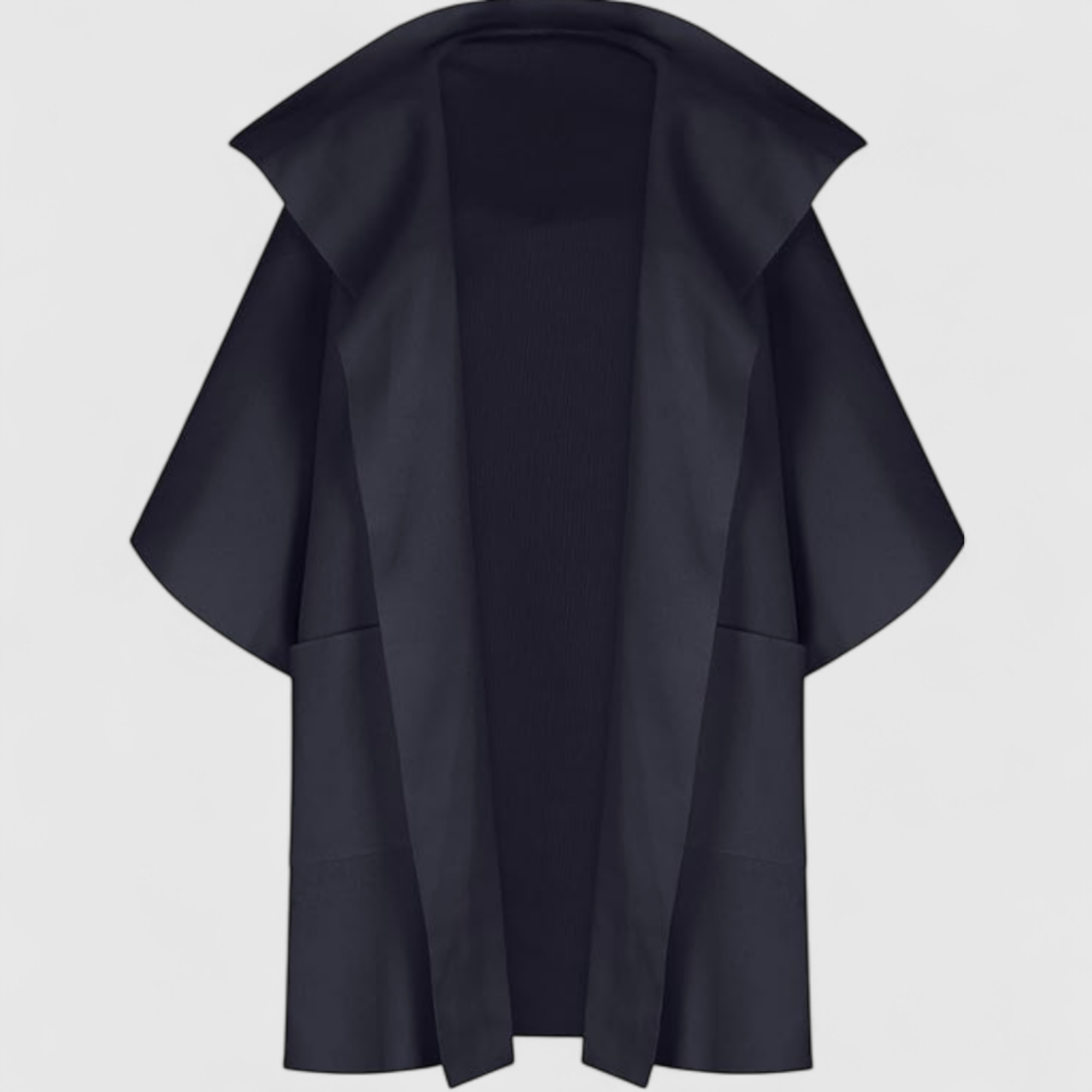 Mikte | Cappotto Donna Elegante Midi con Maniche - Nero - abbigliamento casual cappotto colori vari cappotto con collo a revers cappotto cotone cappotto elegante cappotto maniche midi cappotto midi cappotto primaverile cappotto taglie grandi - Concept Palermo