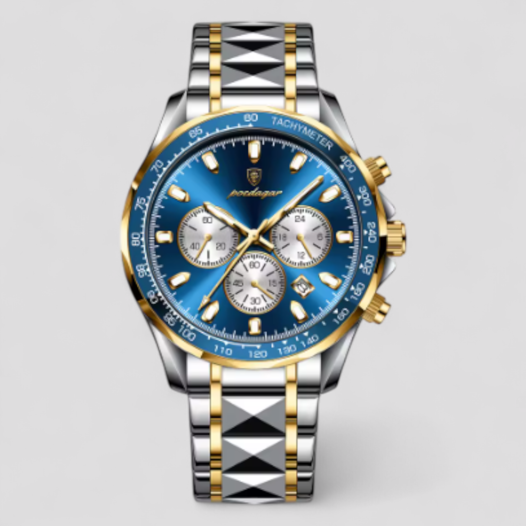 Adriano | Orologio Cronografo in Acciaio di Lusso - Argento Blu - watches - Concept Palermo