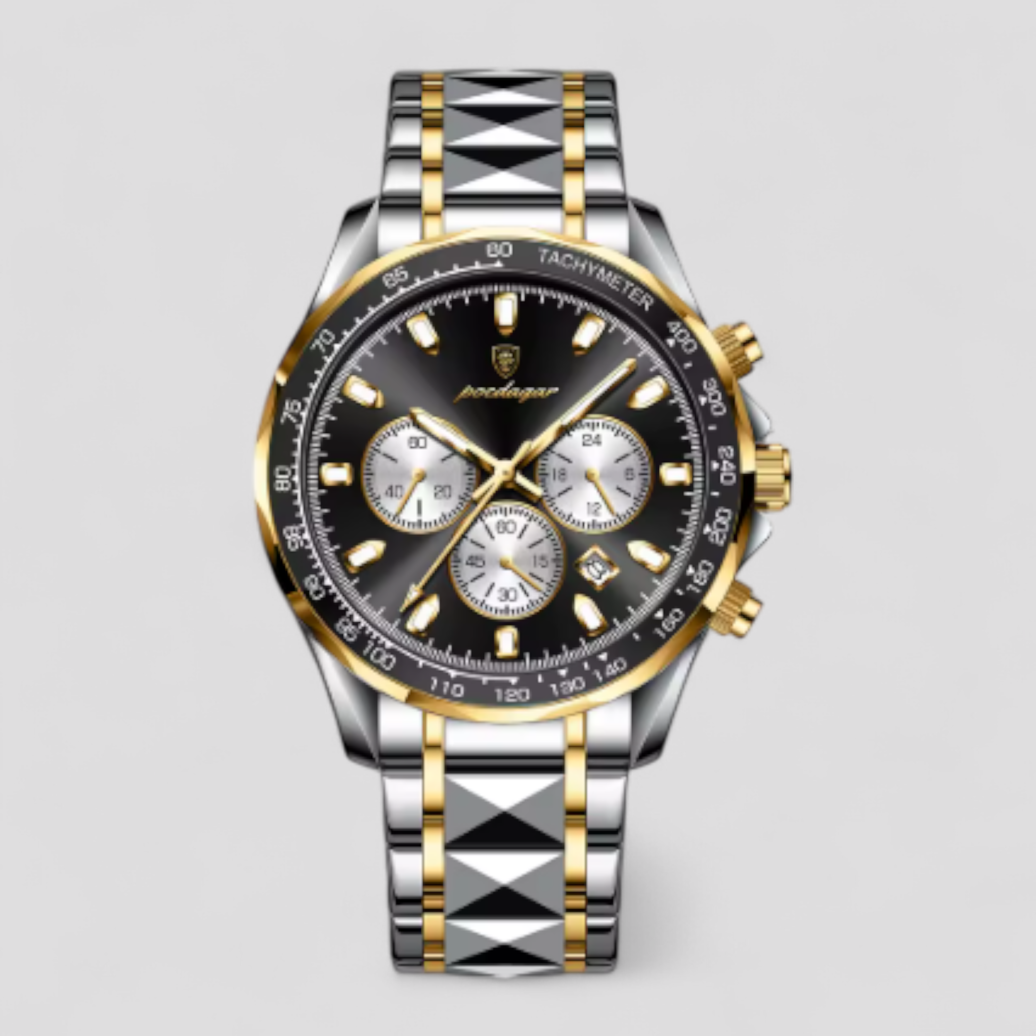 Adriano | Orologio Cronografo in Acciaio di Lusso - Argento Nero - watches - Concept Palermo