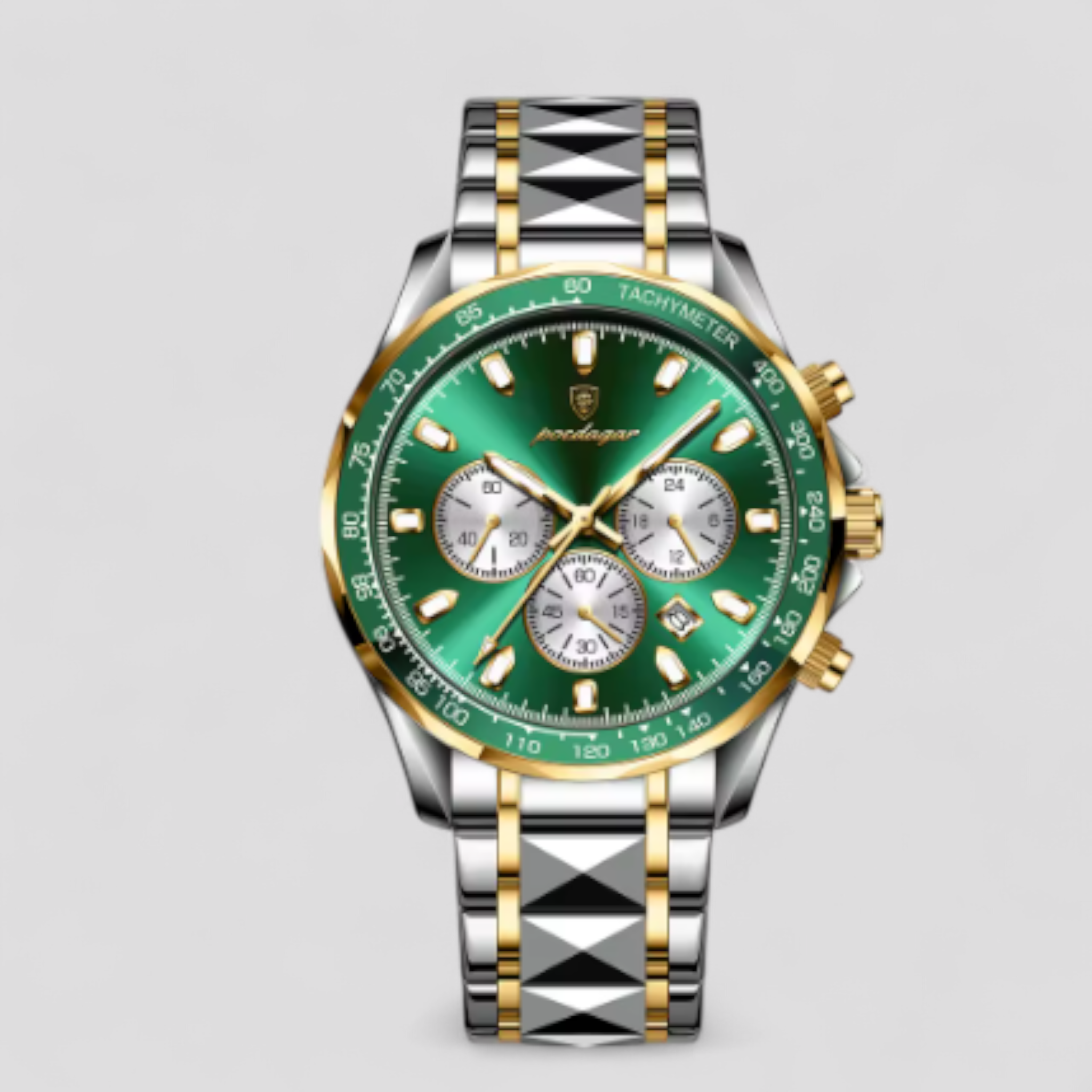 Adriano | Orologio Cronografo in Acciaio di Lusso - Verde argento - watches - Concept Palermo