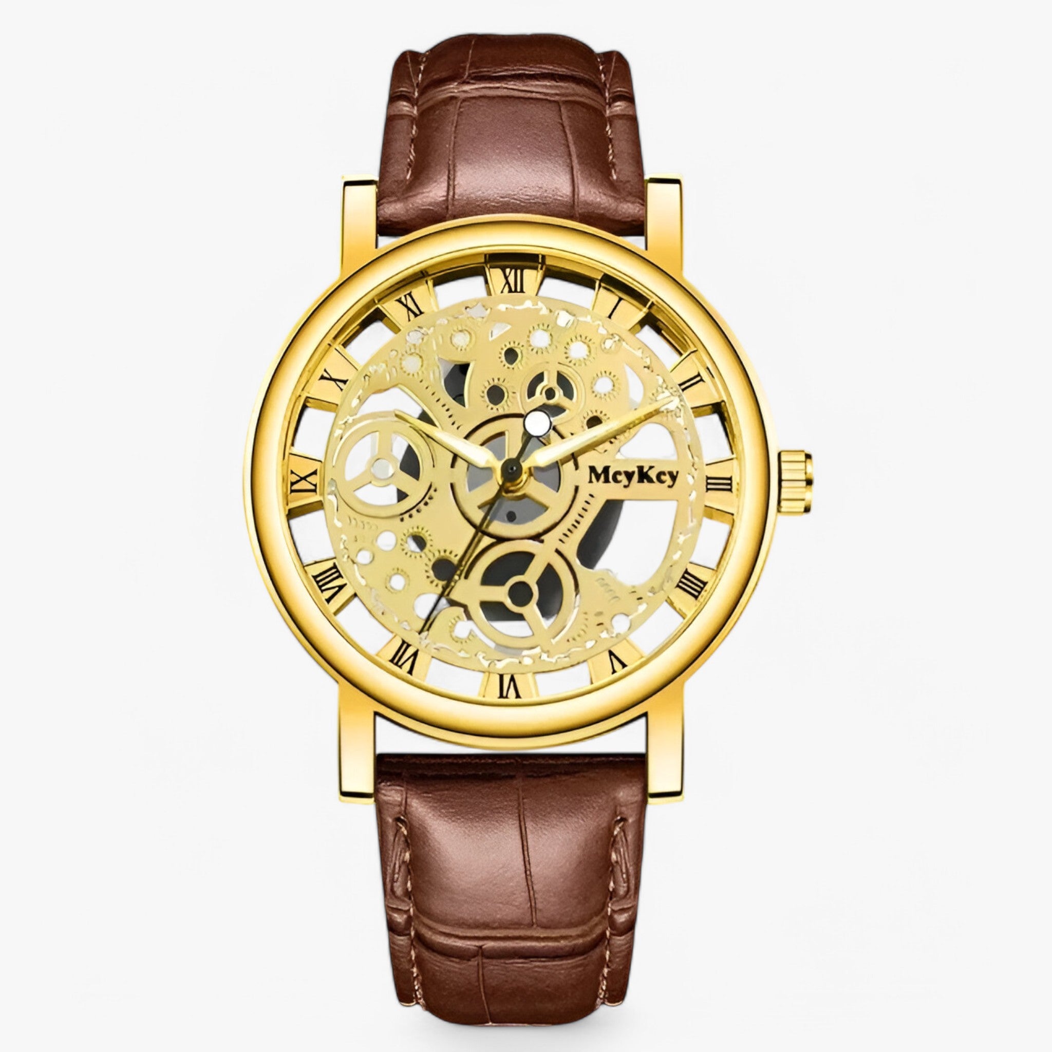 Leo | Orologio al quarzo con cinturino traforato - Marrone dorato - men watch watch for men - Concept Palermo