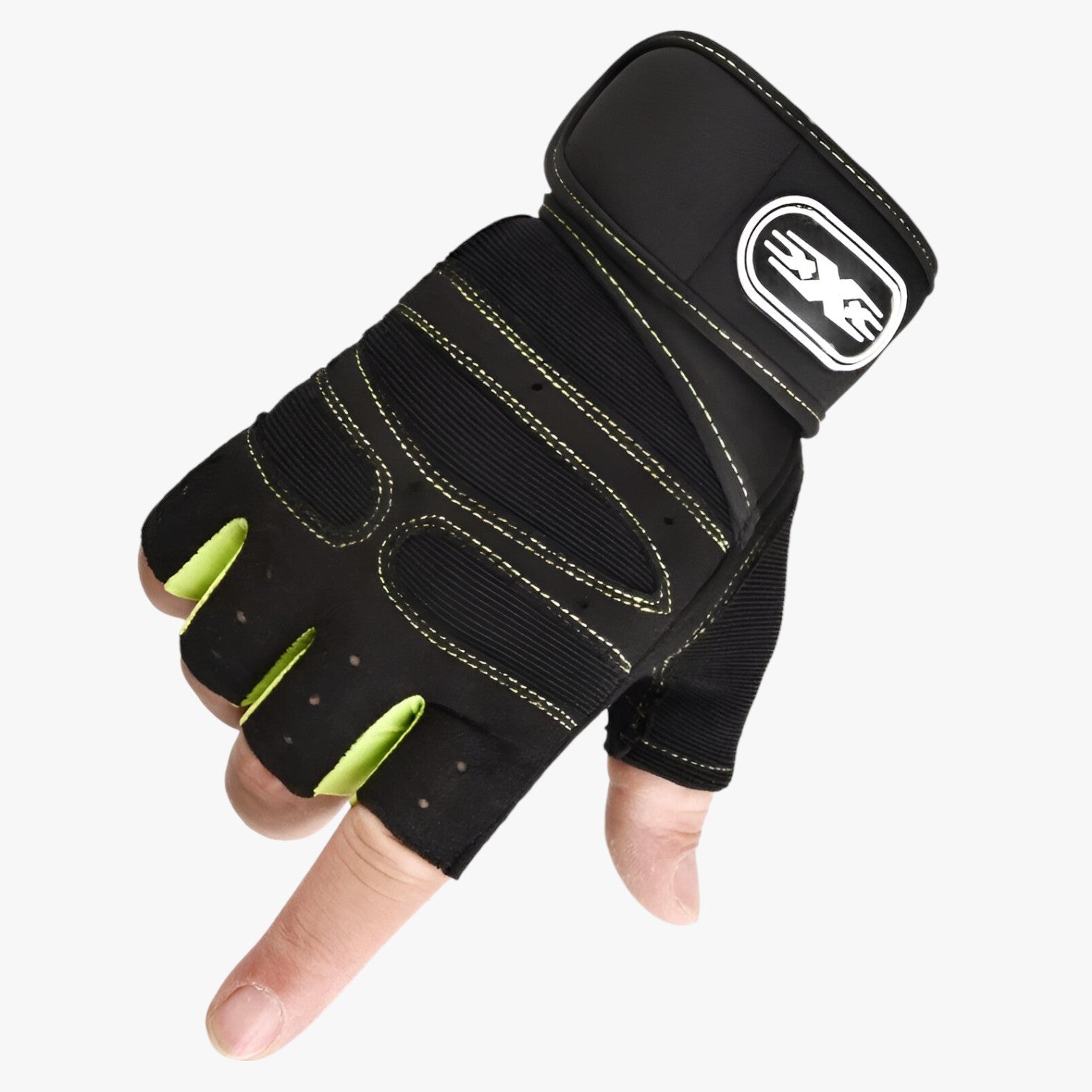 Mirko | Guanti sportivi senza dita con protezione per i polsi - Verde - gloves mens accessory - Concept Palermo