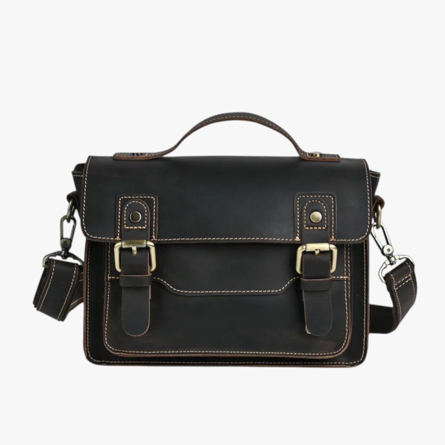 Nico | Borsa a tracolla antifurto unisex in pelle elegante - Dark Brown - Bags bags for men mens bag Shoulder & Crossbody Bags - Concept Palermo