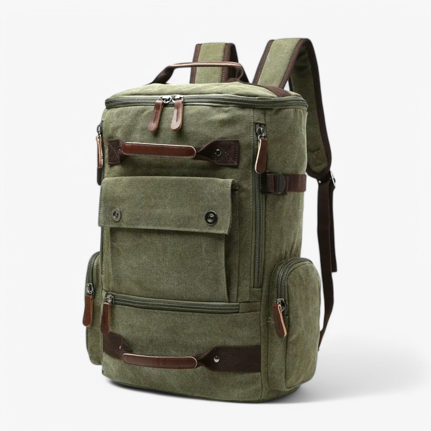 Enrique | Ampio Zaino Vintage in Tela con Scomparto per Laptop - Verde Militare - Backpacks bag mens bag - Concept Palermo