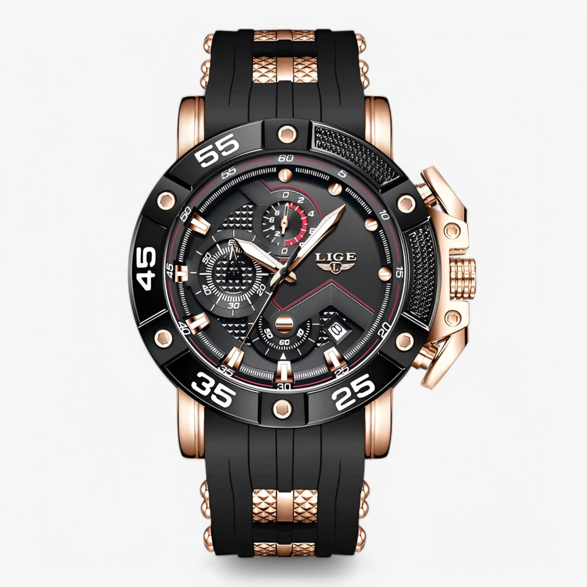 Paco | Orologio da uomo militare sportivo al quarzo “Paco – Creato Per Chi Ama L’Azione.” - oro rosa nero - watch for men - Concept Palermo