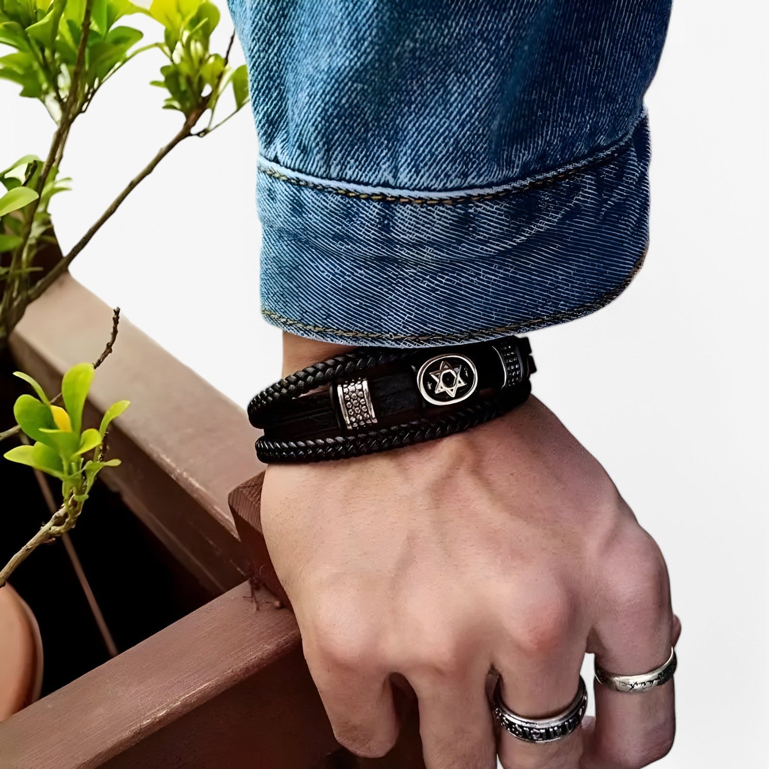 David | Bracciale in Cuoio a Strati Elegante con Chiusura Magnetica - - BRACELETS mens accessory mens bracelet - Concept Palermo