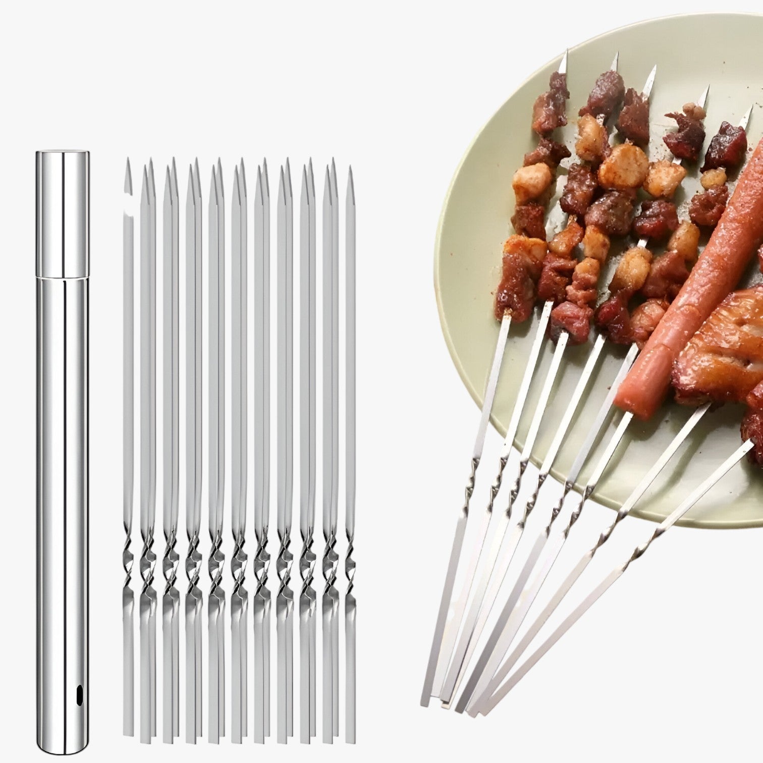 Gavin | 15 pezzi spiedini in acciaio inossidabile per BBQ – riutilizzabili e perfetti per grigliare - - Kitchen kitchen accessory kitchen tools - Concept Palermo