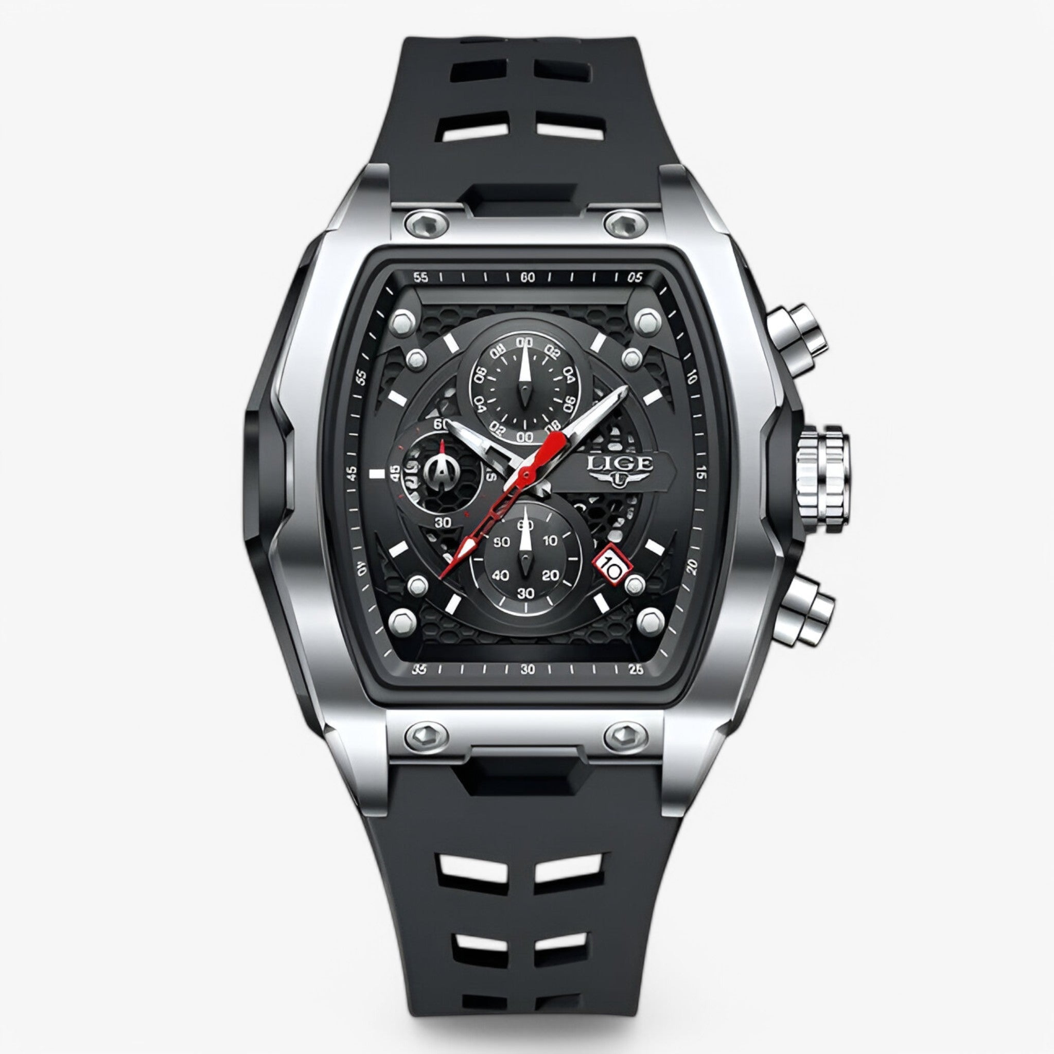 Lev | Orologio Sportivo di Lusso in Silicone - Nero argento - - Concept Palermo