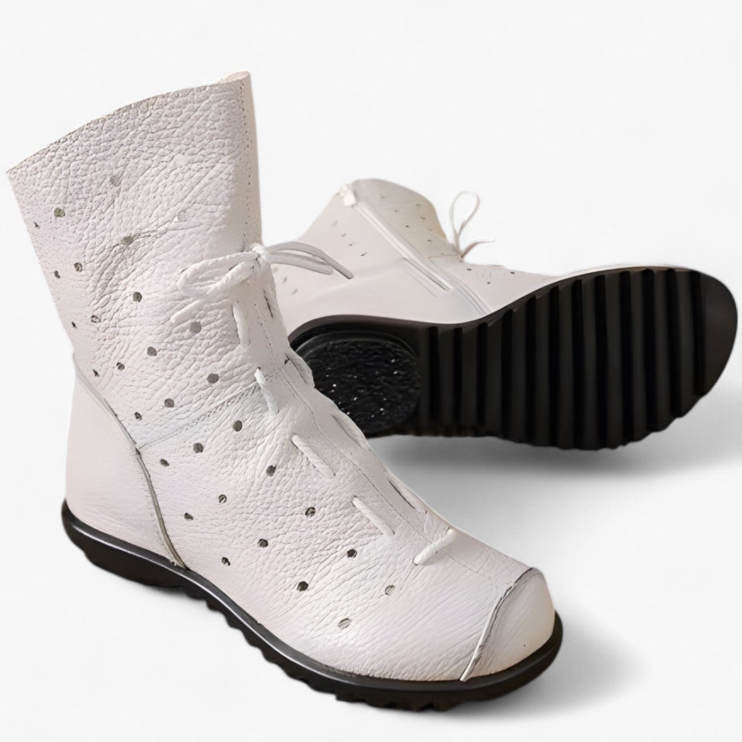 Iris | Stivali bianchi in vera pelle con lacci e cerniera - - BOOTS Boots & Shoes - Concept Palermo