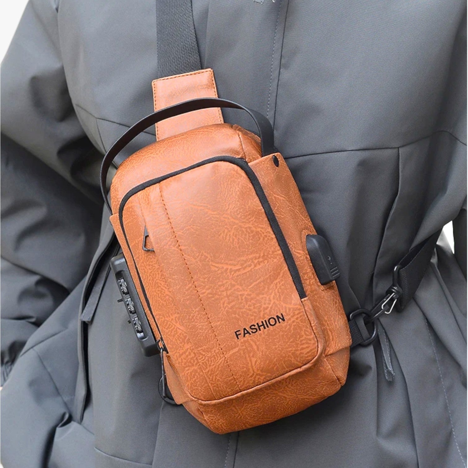 Yael | Borsa a tracolla Heren con USB e chiusura antifurto – Stylish e pratica - - bag Leather Bag mens bag - Concept Palermo