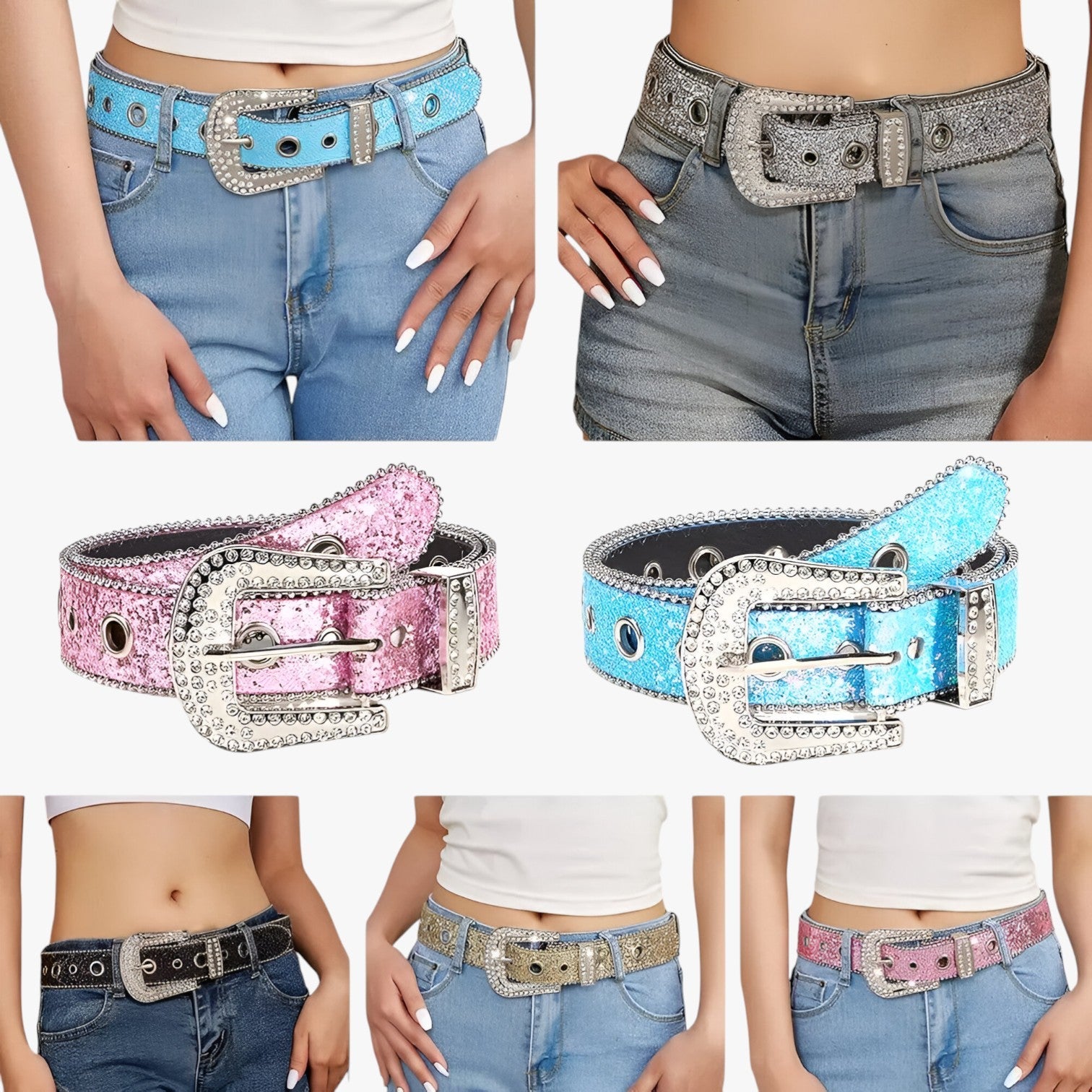 Olivia | Cintura in pelle luccicante alla moda con borchie - - belt buckle women belts waist belt for women Womens belt - Concept Palermo