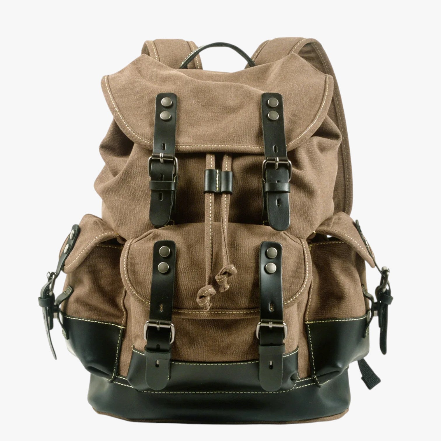 Conor | Zaino Escursionismo Tela e Pelle a Grande Capacità - cachi scuro - bag Bags bags for men mens bag - Concept Palermo