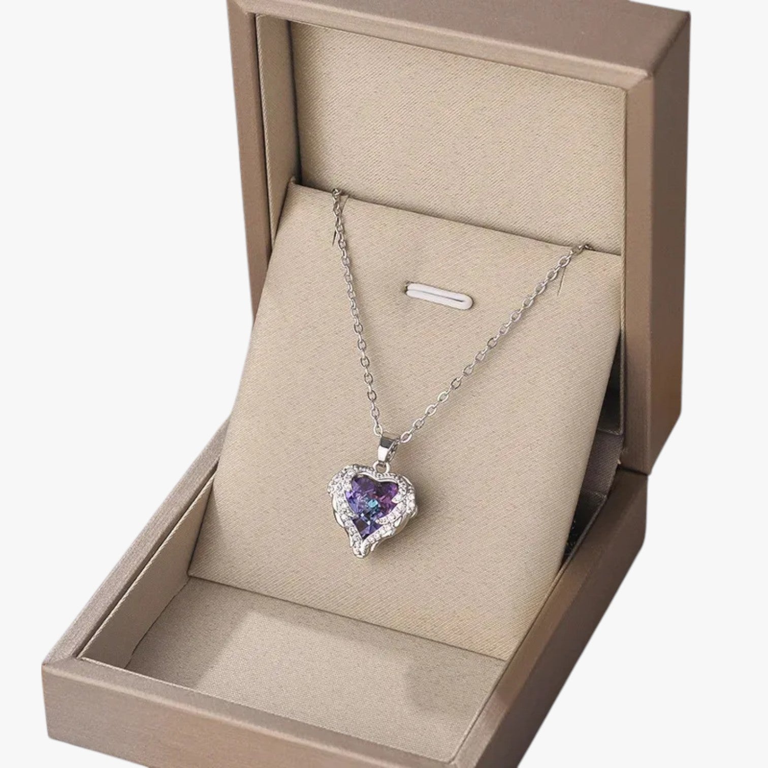Zuri | Collana Cuore Oro con Cristalli Brillanti - Colore Argento - elegant womens necklaces Fashion Necklaces necklace NECKLACES Necklaces for Women - Concept Palermo