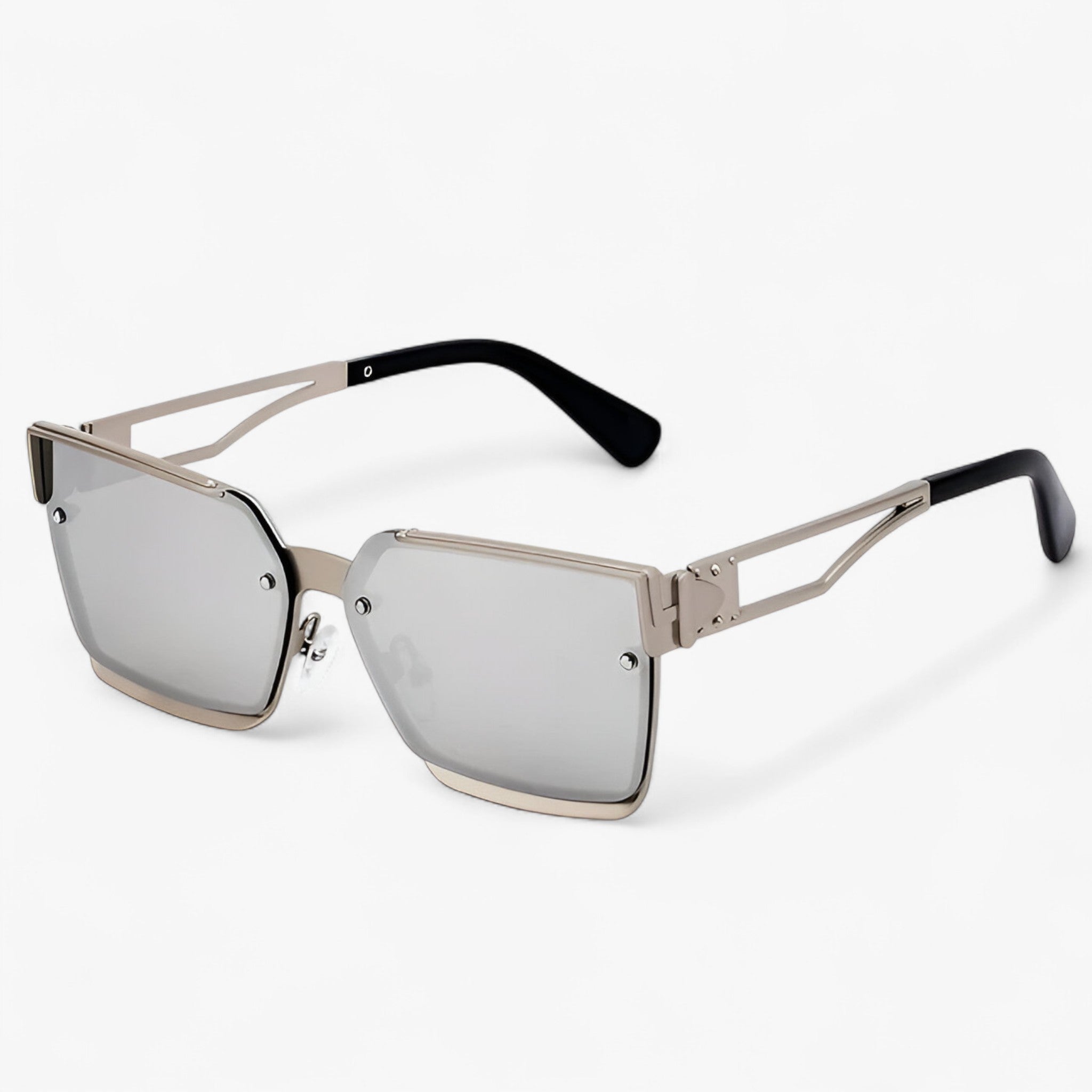 Gregory | Occhiali da sole quadrati vintage punk con montatura in metallo - Argento - Fashion Sunglasses men sunglasses polarized mens sunglasses Polarized man sunglasses Sunglasses sunglasses polarized men - Concept Palermo