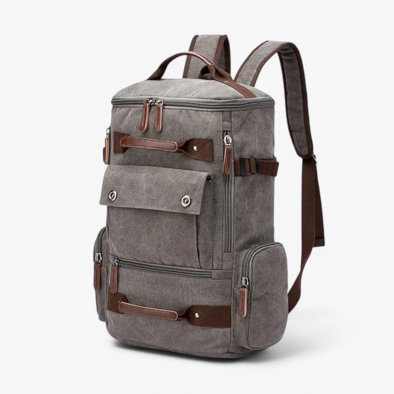 Enrique | Ampio Zaino Vintage in Tela con Scomparto per Laptop - Grigio - Backpacks bag mens bag - Concept Palermo