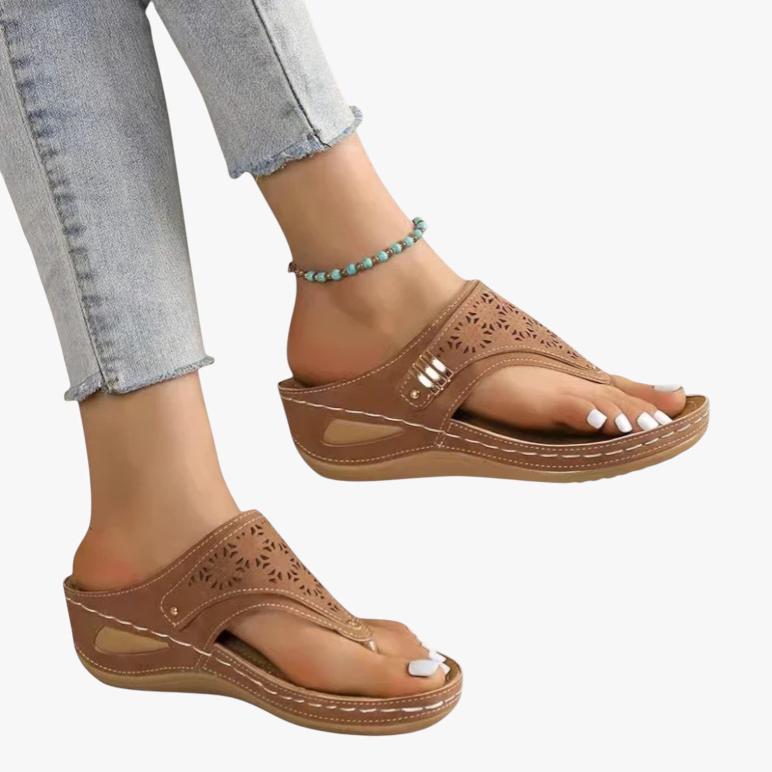 Julia | Sandali Ortopedici Donna Morbidi, Antiscivolo e con Zeppa Estiva - - breathable sandals easy wear sandals fashion sandals stylish sandals - Concept Palermo