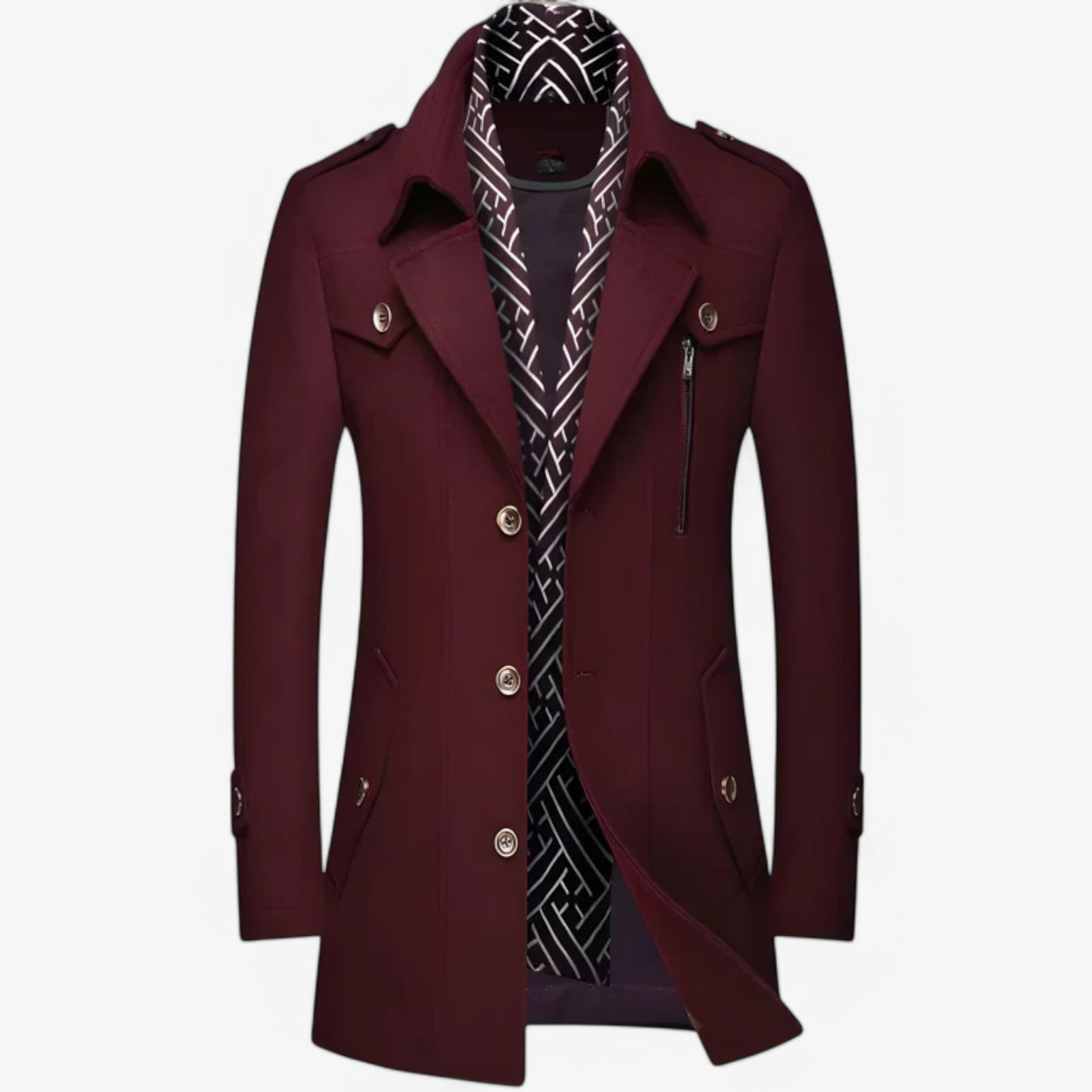 King | Cappotto in lana di media lunghezza - Marrone castagna dolce - - Concept Palermo