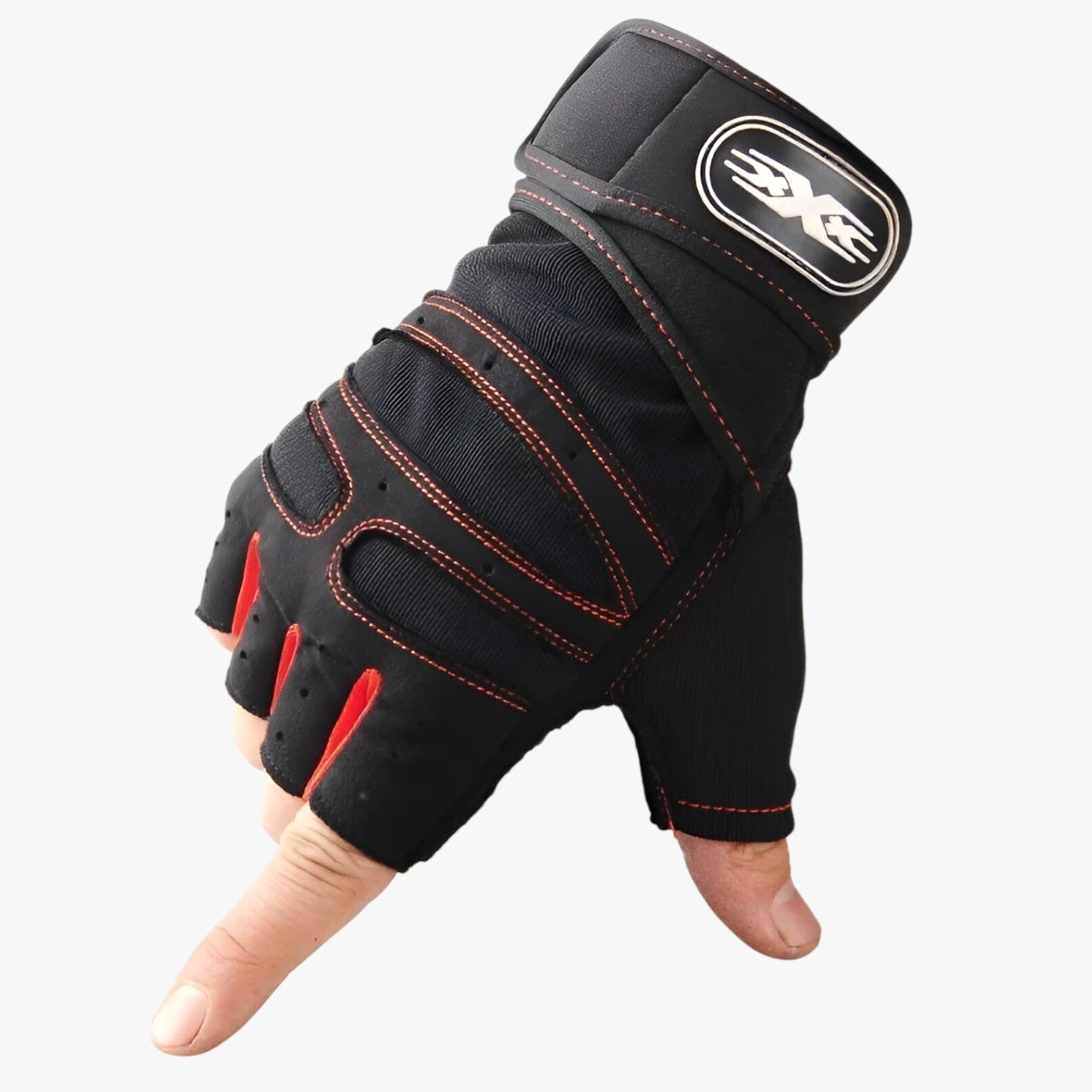 Mirko | Guanti sportivi senza dita con protezione per i polsi - Rosso - gloves mens accessory - Concept Palermo