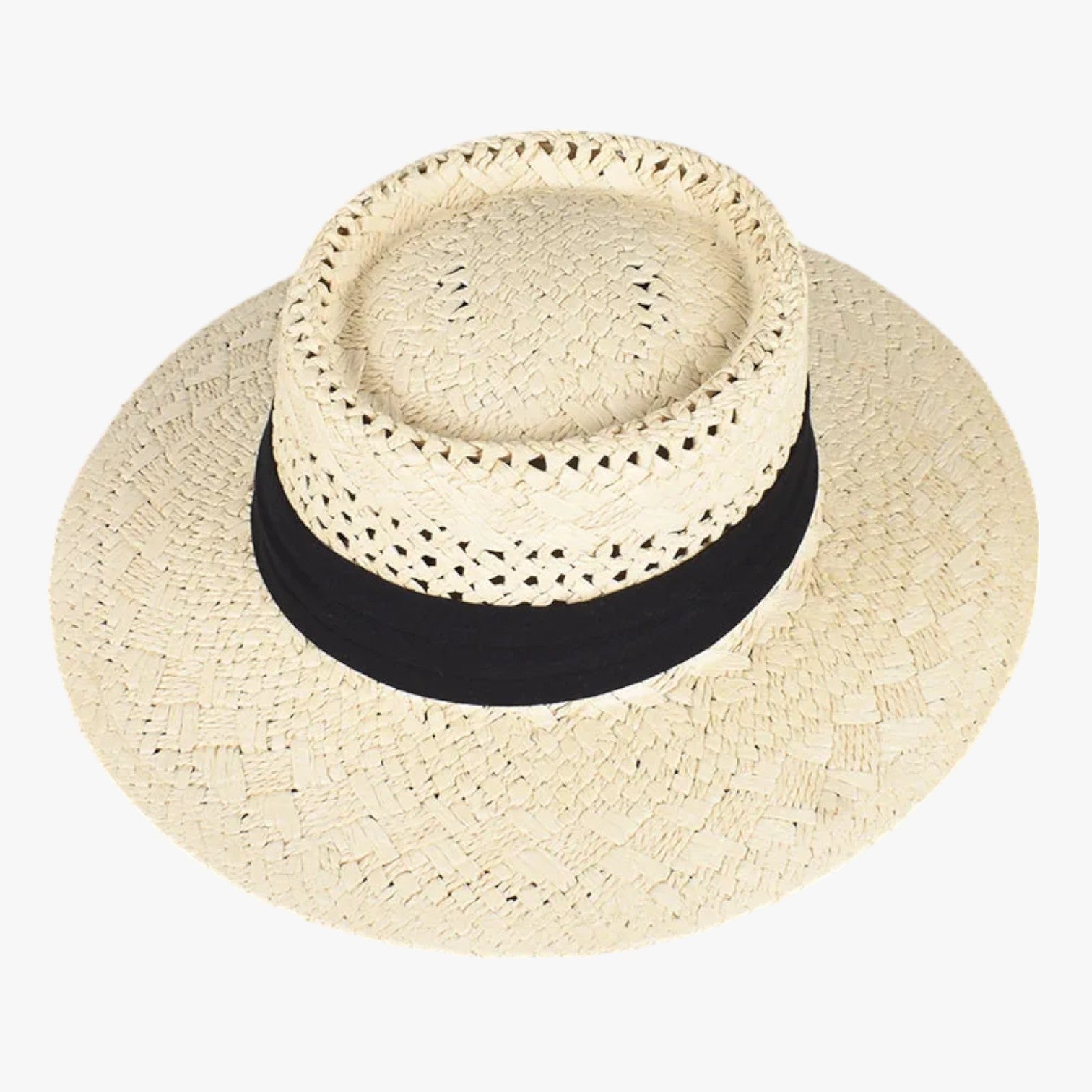 Edith | Cappello estivo a tesa larga - Beige-Nero Circa 56-58cm - hat Hat for girls summer hat Sun Hats women hat - Concept Palermo