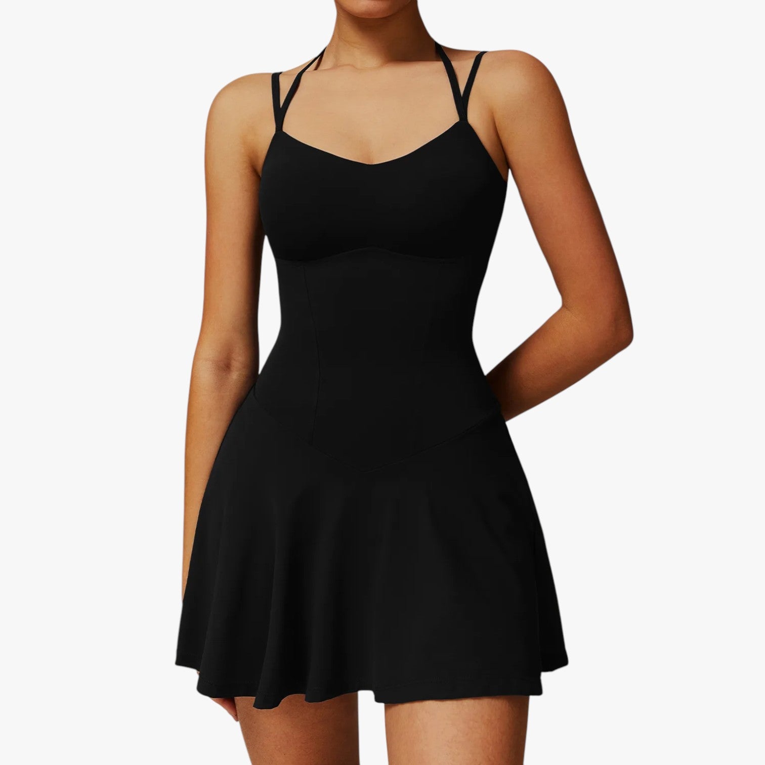 Charlotte | Abito sportivo - Leggero, ad asciugatura rapida, con tasca nascosta - Nera - women clothes women set clothes women sportswear - Concept Palermo
