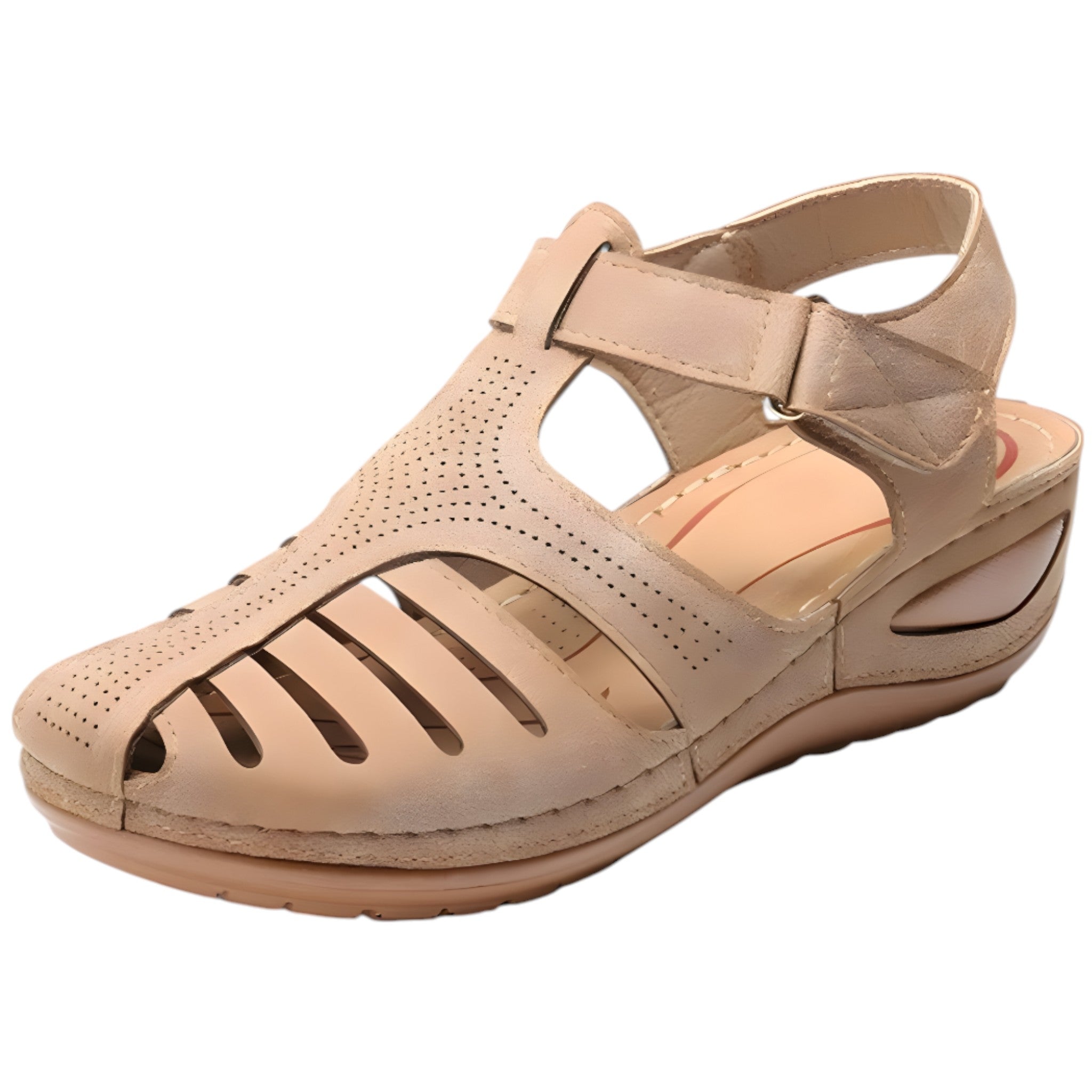 Nova | Sandali comfort traforati con cinturino - Beige - breathable sandals casual sandals easy wear sandals fashion sandals - Concept Palermo