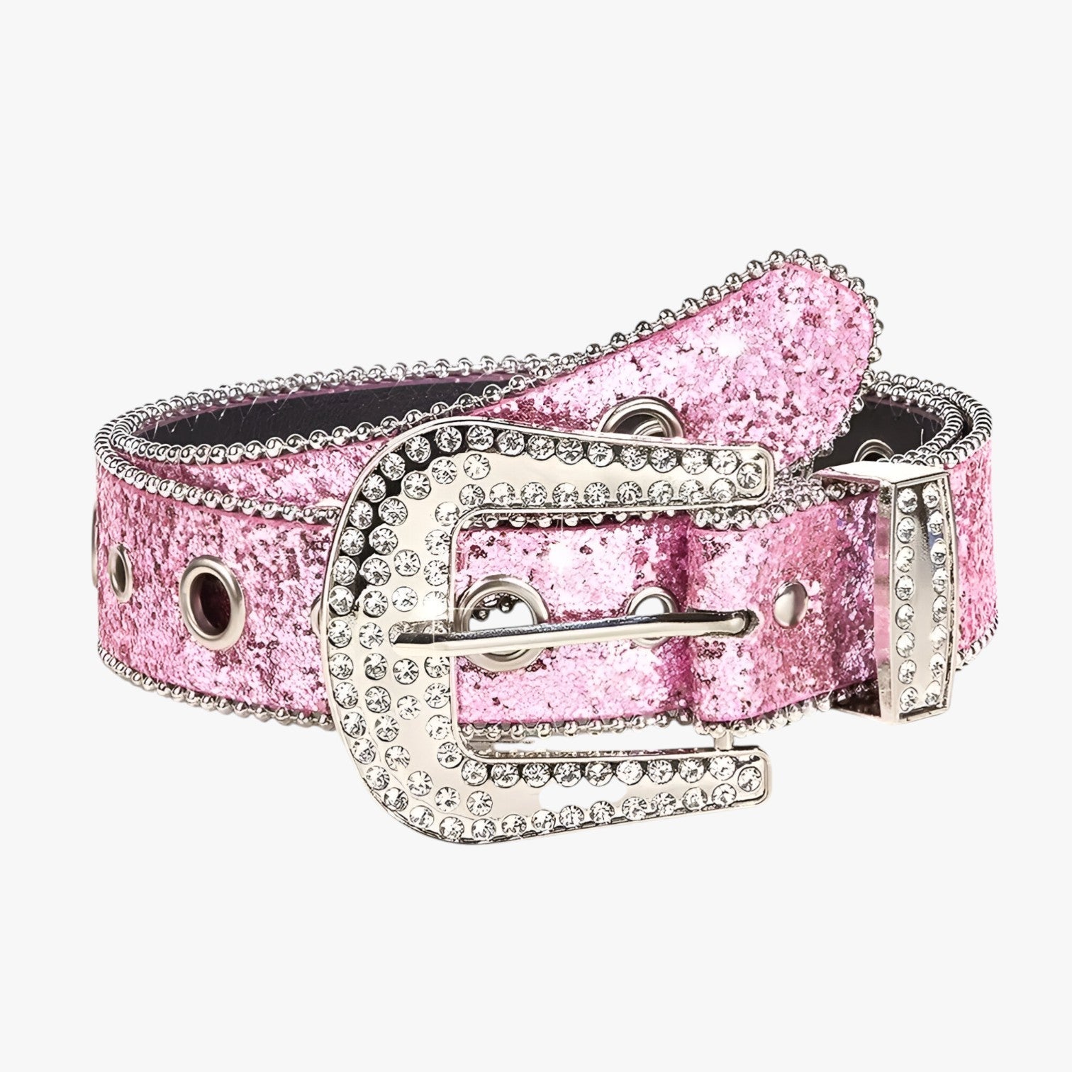 Olivia | Cintura in pelle luccicante alla moda con borchie - Rosa - belt buckle women belts waist belt for women Womens belt - Concept Palermo