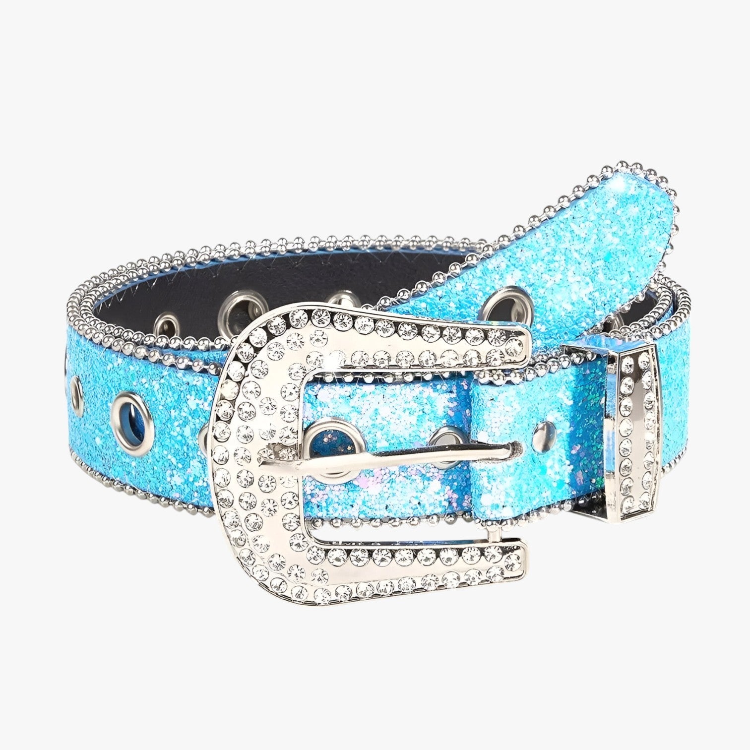 Olivia | Cintura in pelle luccicante alla moda con borchie - Blu - belt buckle women belts waist belt for women Womens belt - Concept Palermo